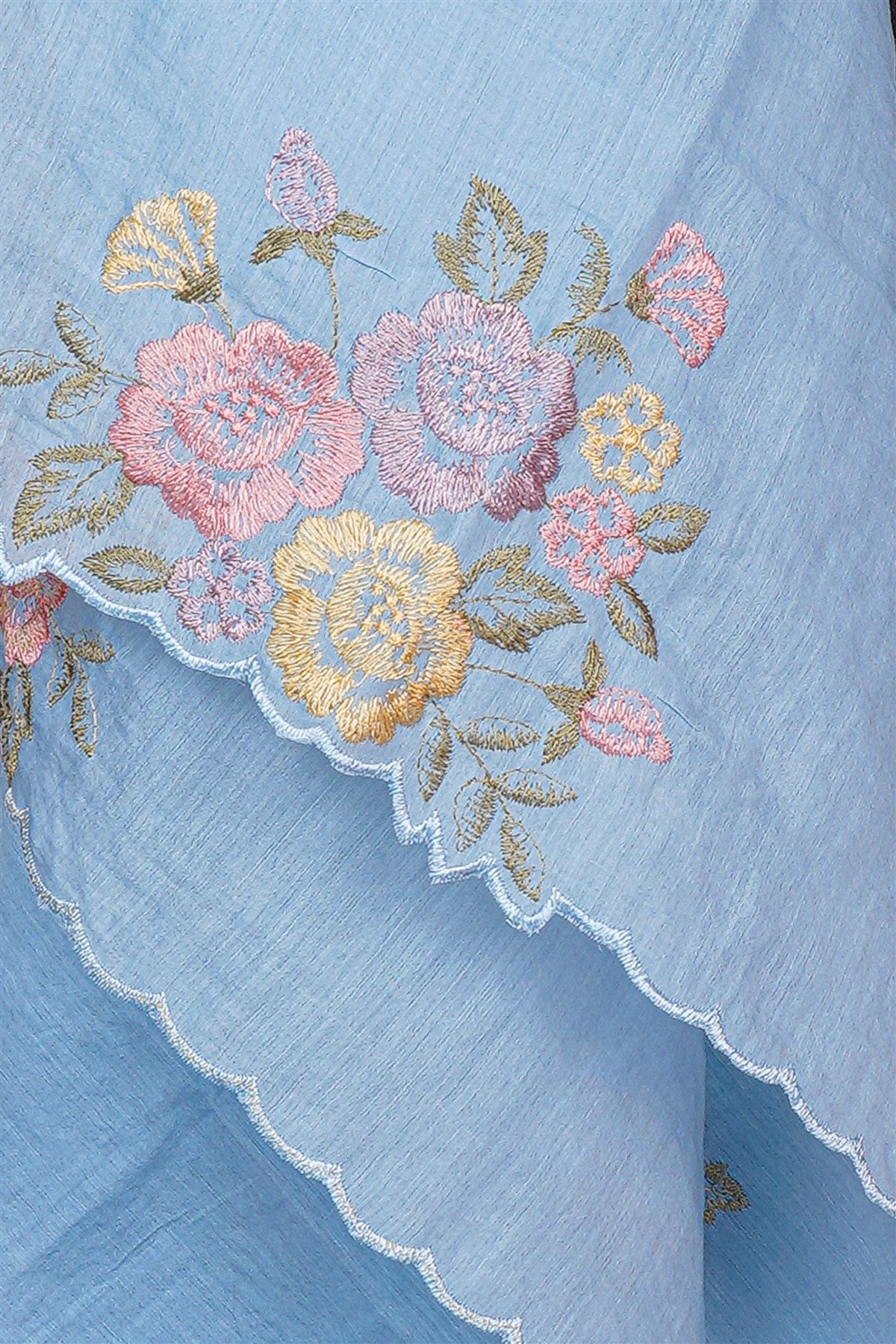 Chanderi Sky Blue Embroidered Dress Material