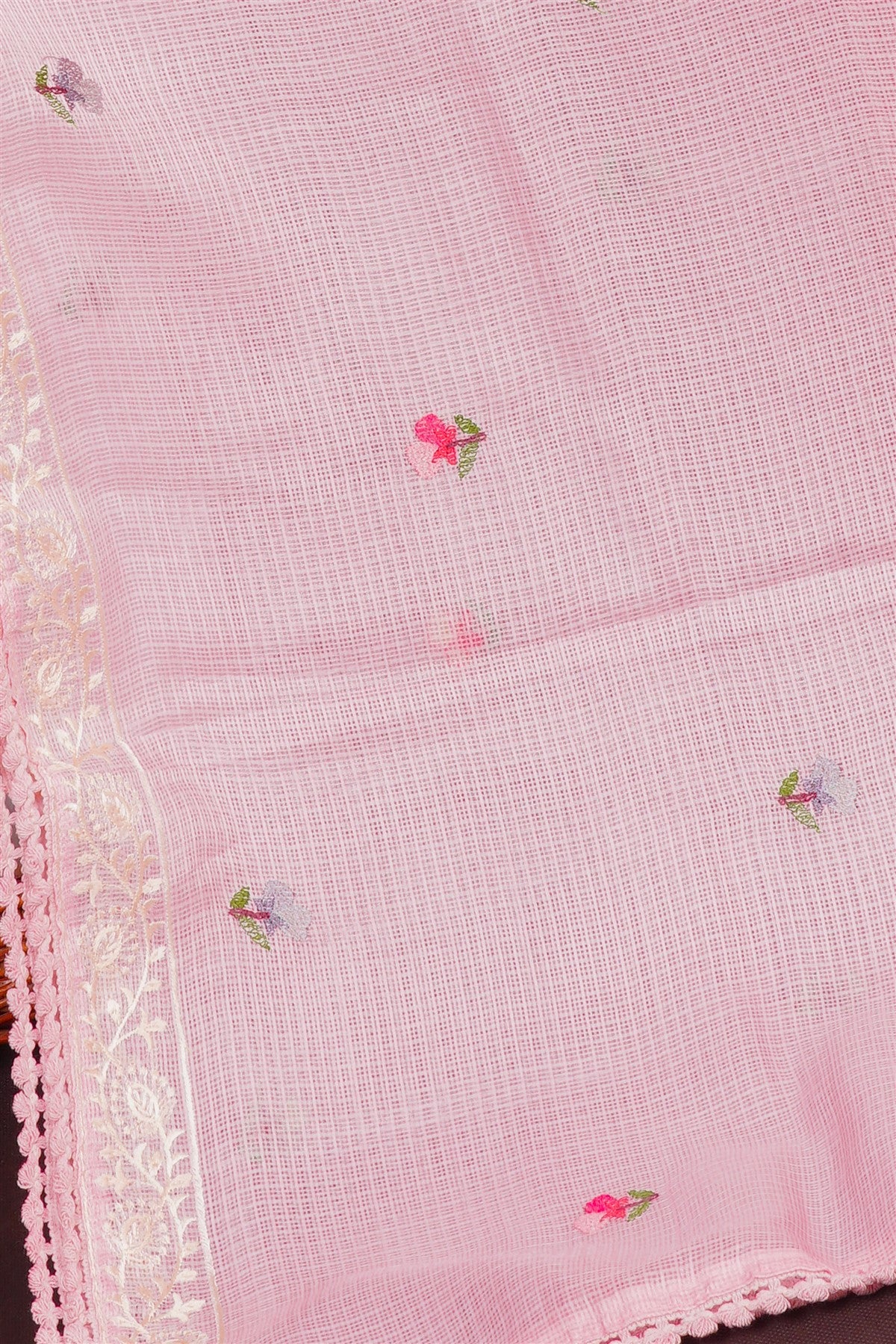 Kota Light Pink Floral Embroidered Dress Material