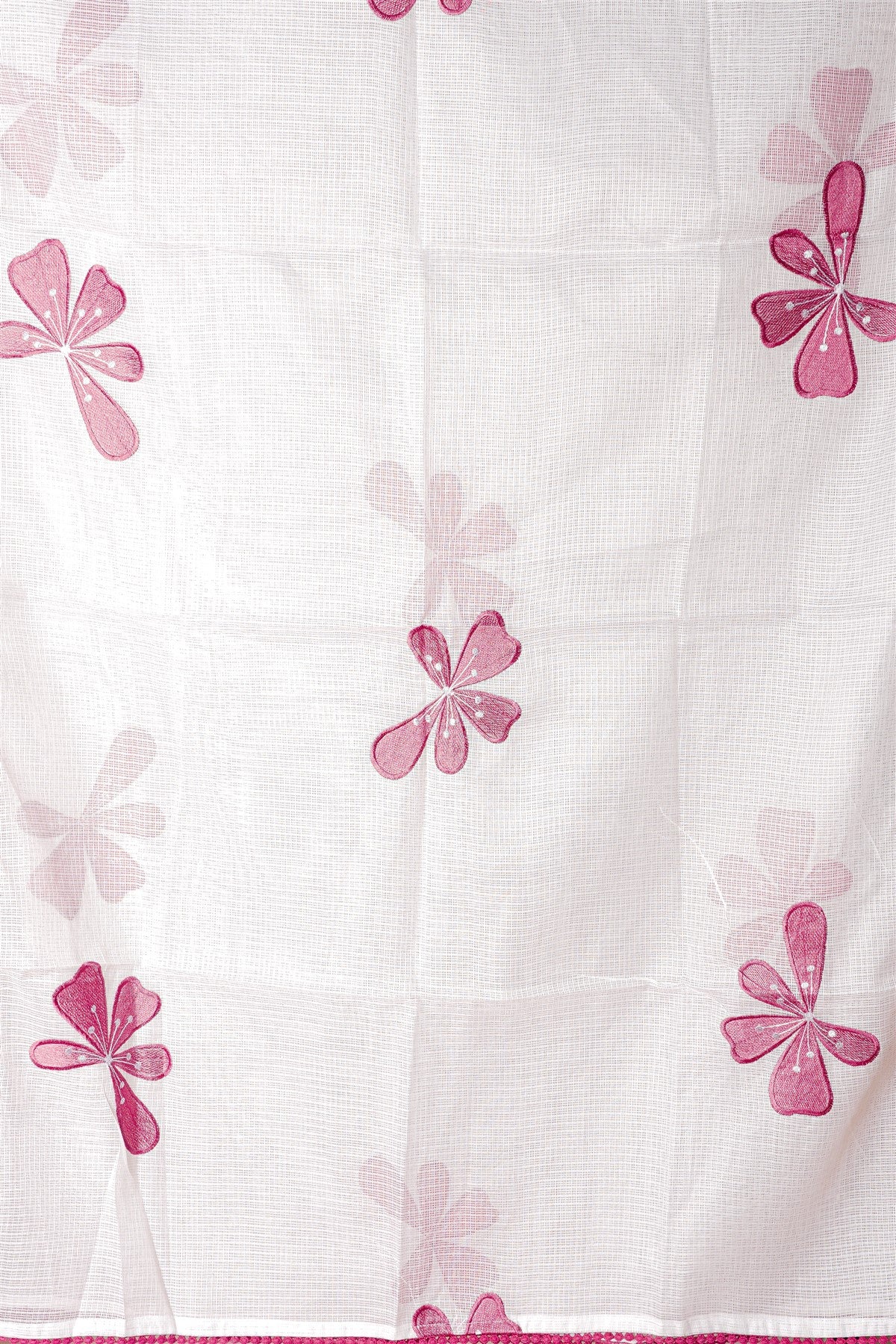 Kota White Floral Patchwork Dress Material