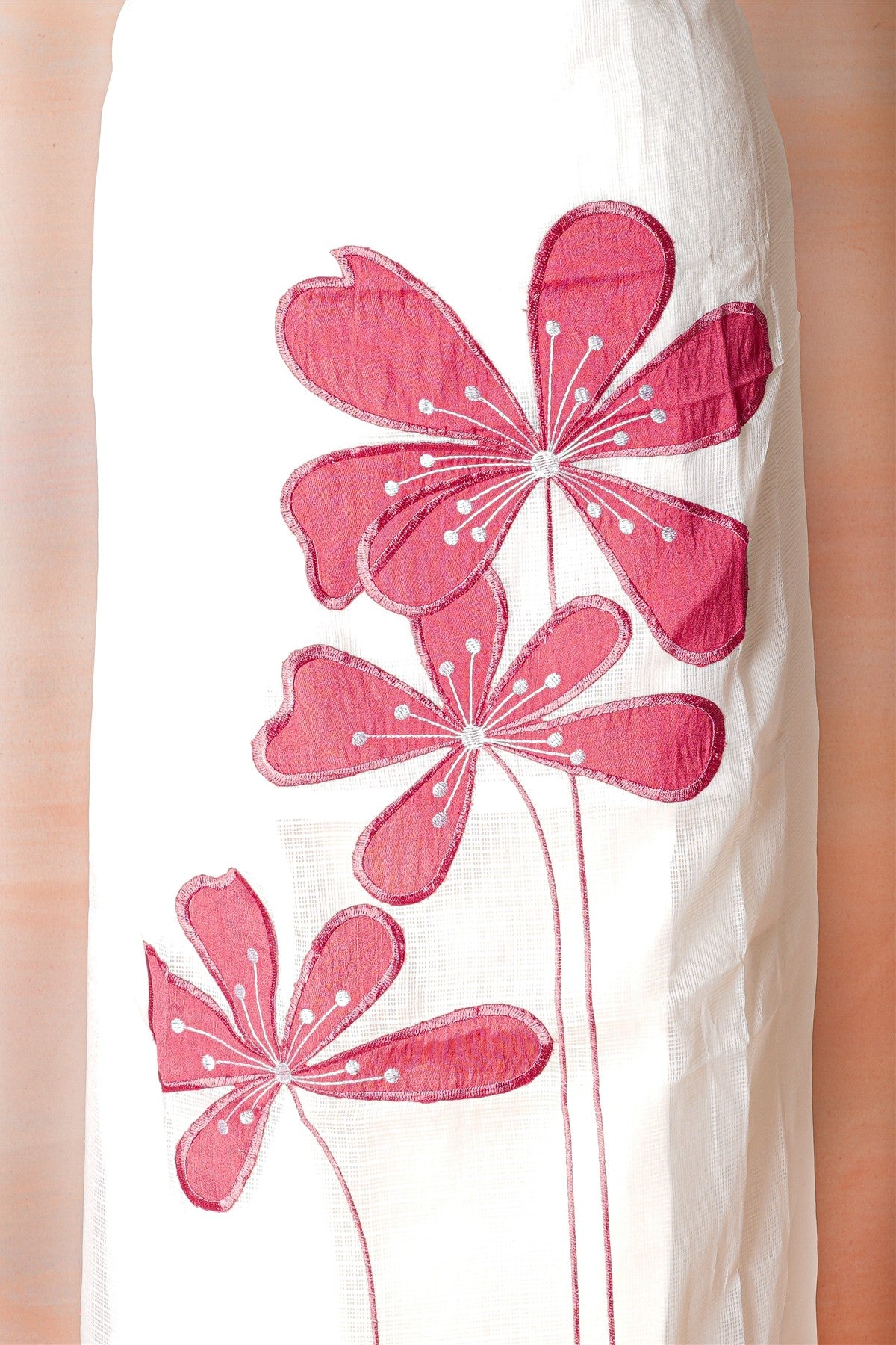 Kota White Floral Patchwork Dress Material