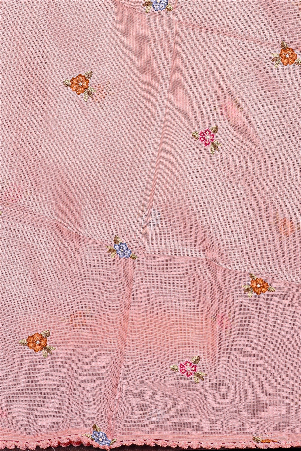 Kota Peach Floral Embroidered Dress Material