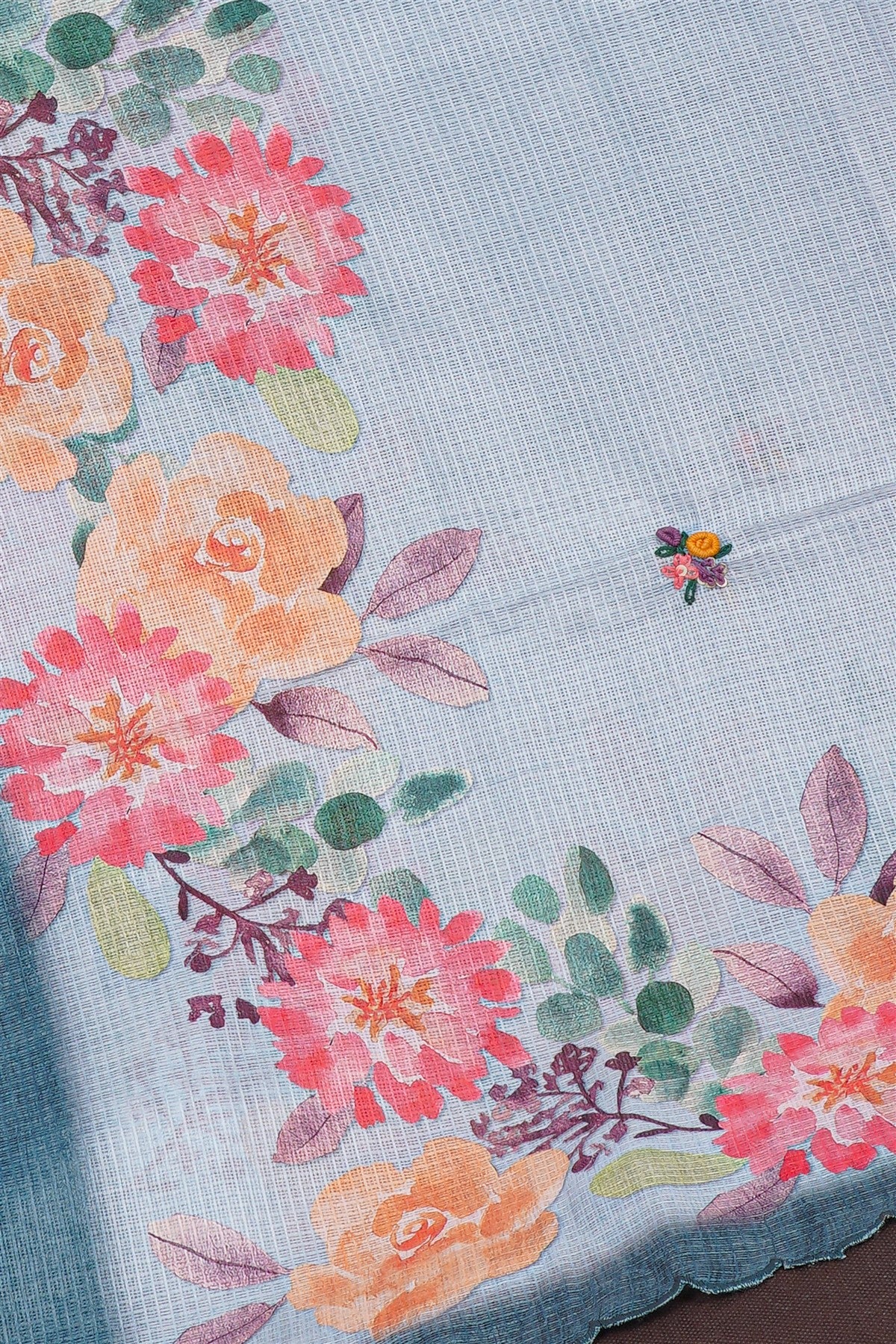 Kota Sky Blue Floral Print Dress Material