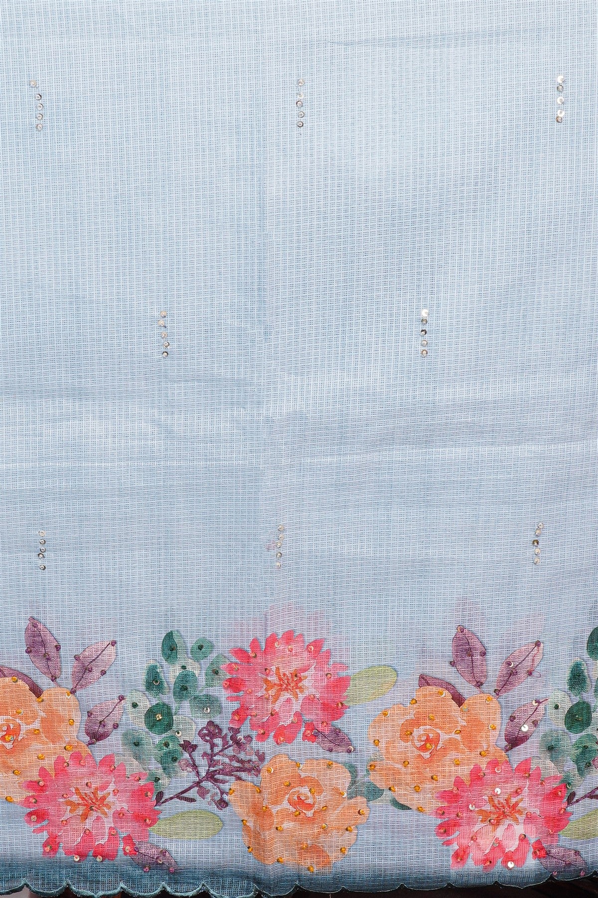 Kota Sky Blue Floral Print Dress Material