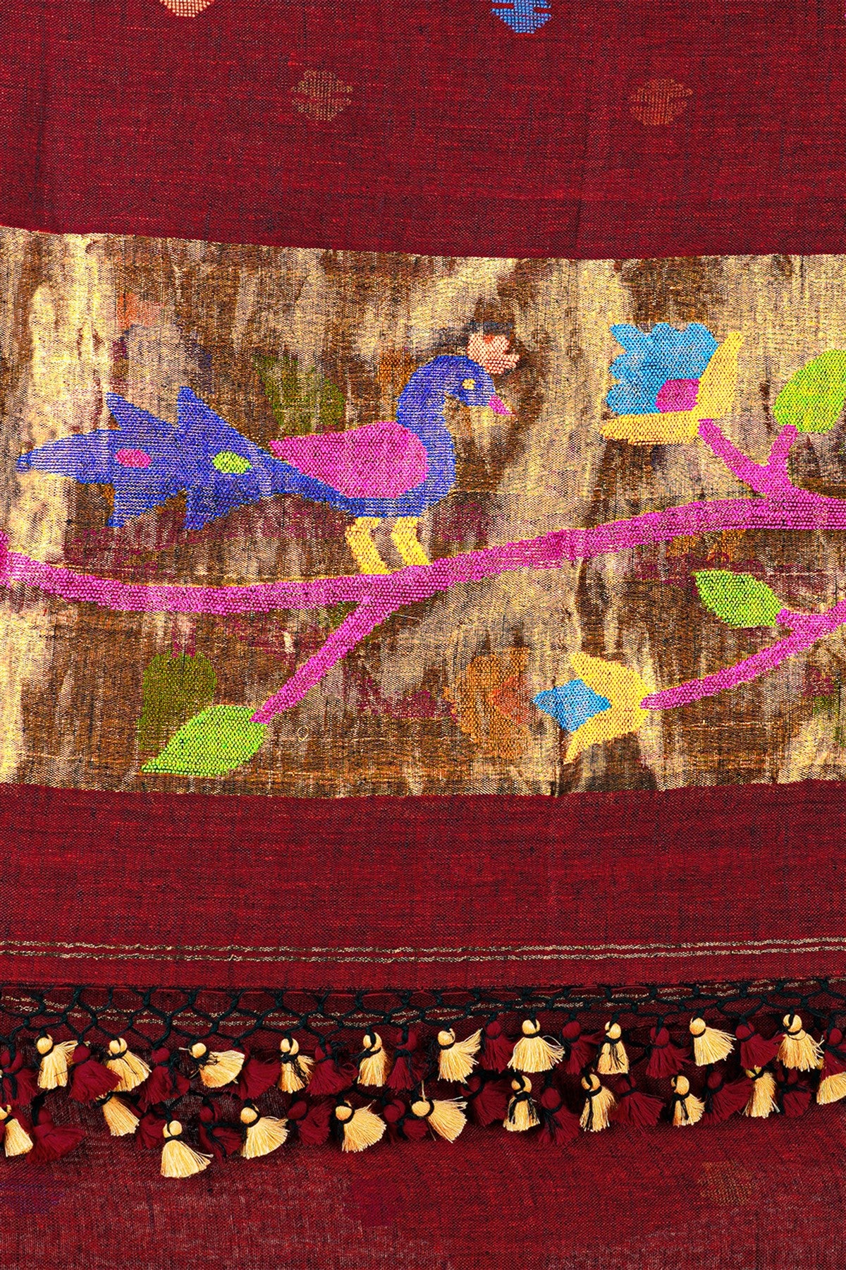 Jute Maroon Dress Material