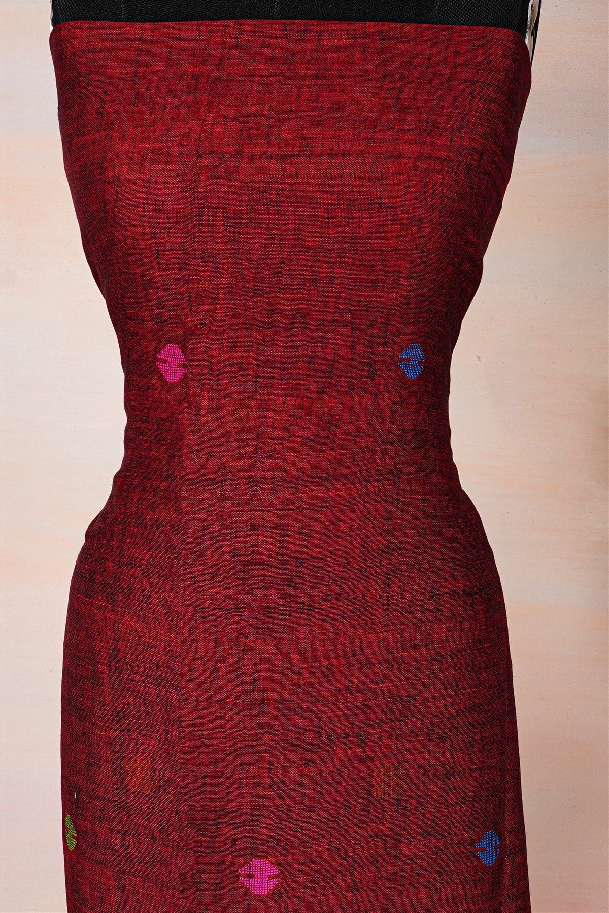 Jute Maroon Dress Material