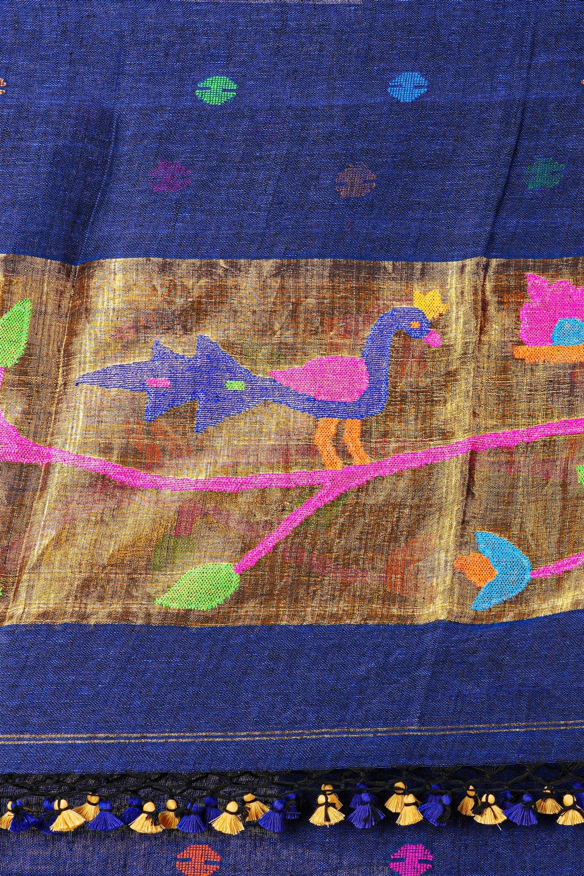 Jute Royal Blue Dress Material