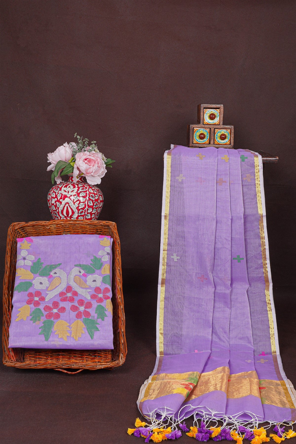 Chanderi Lavender Dress Material