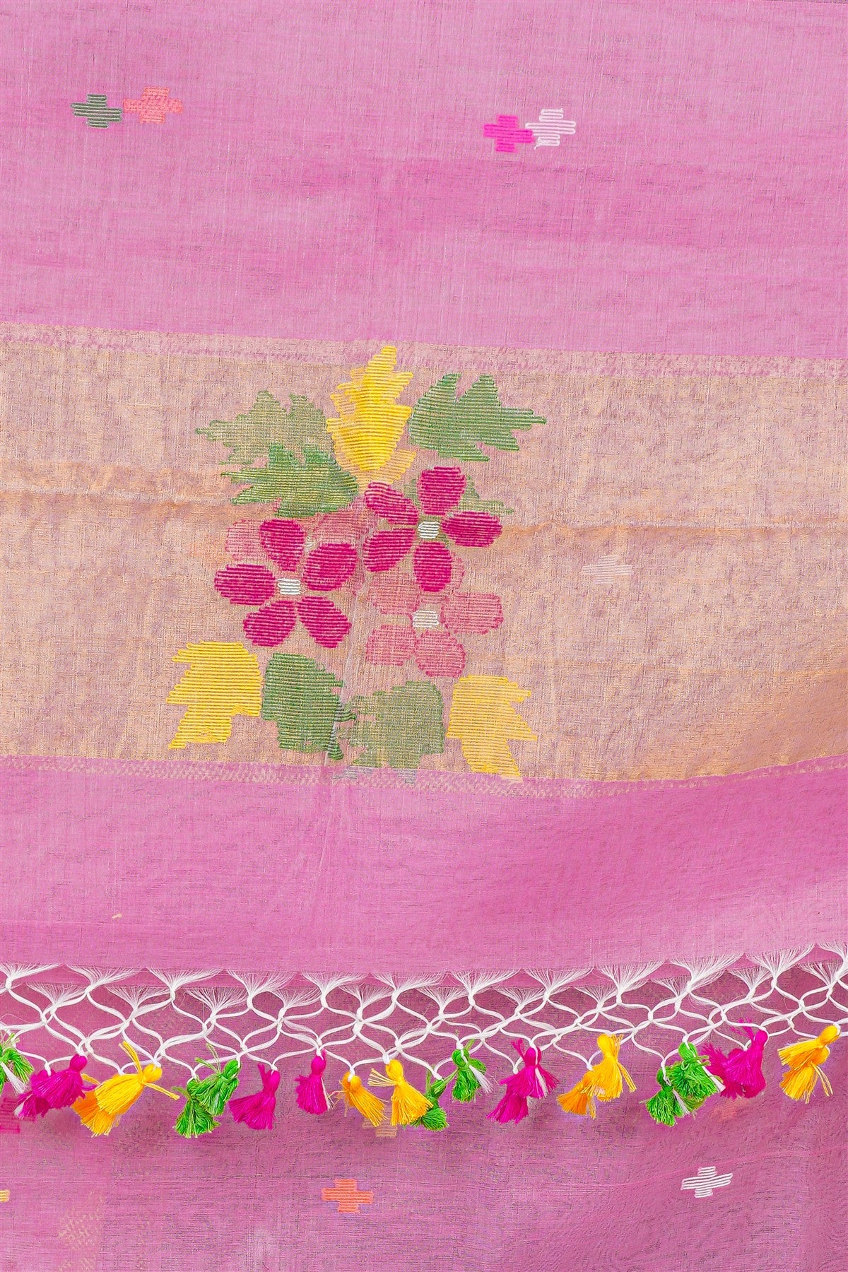Chanderi Pink Jamdani Dress Material