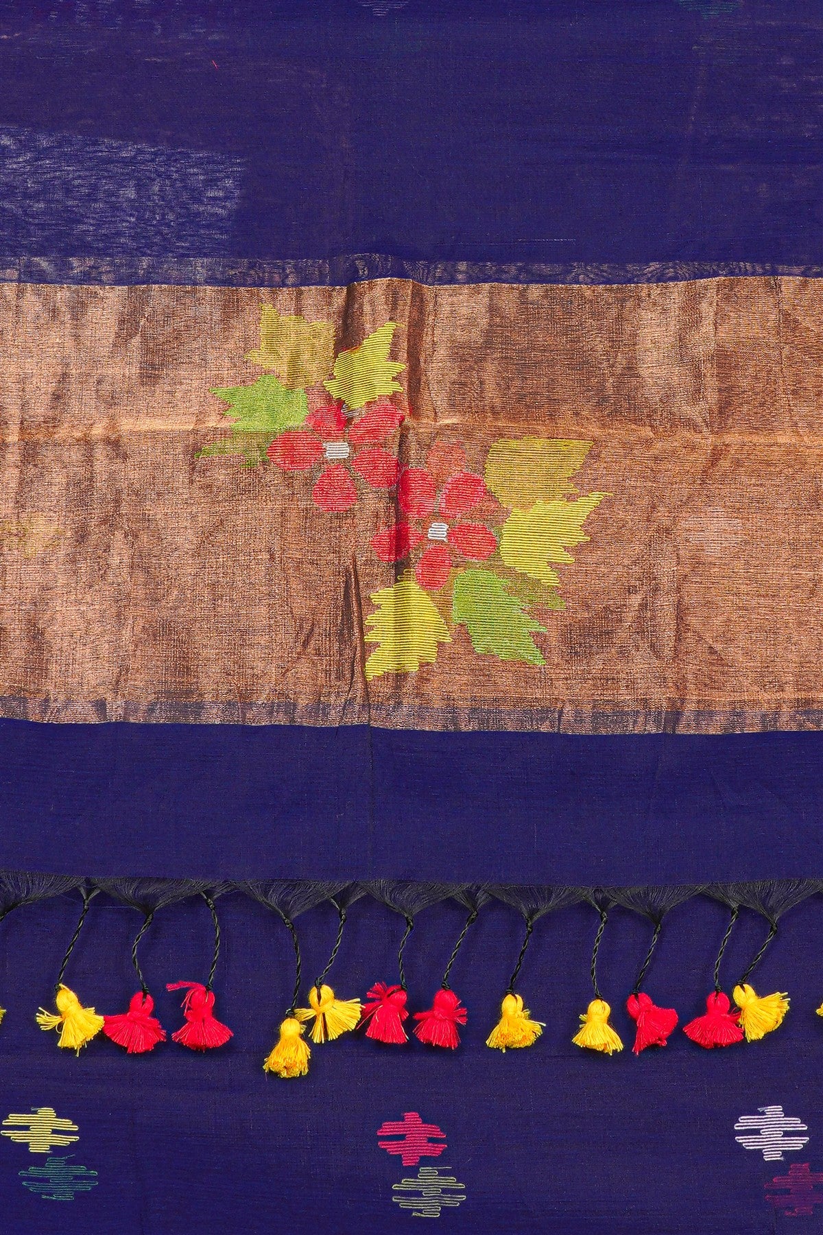 Chanderi Royal Blue Jamdani Dress Material
