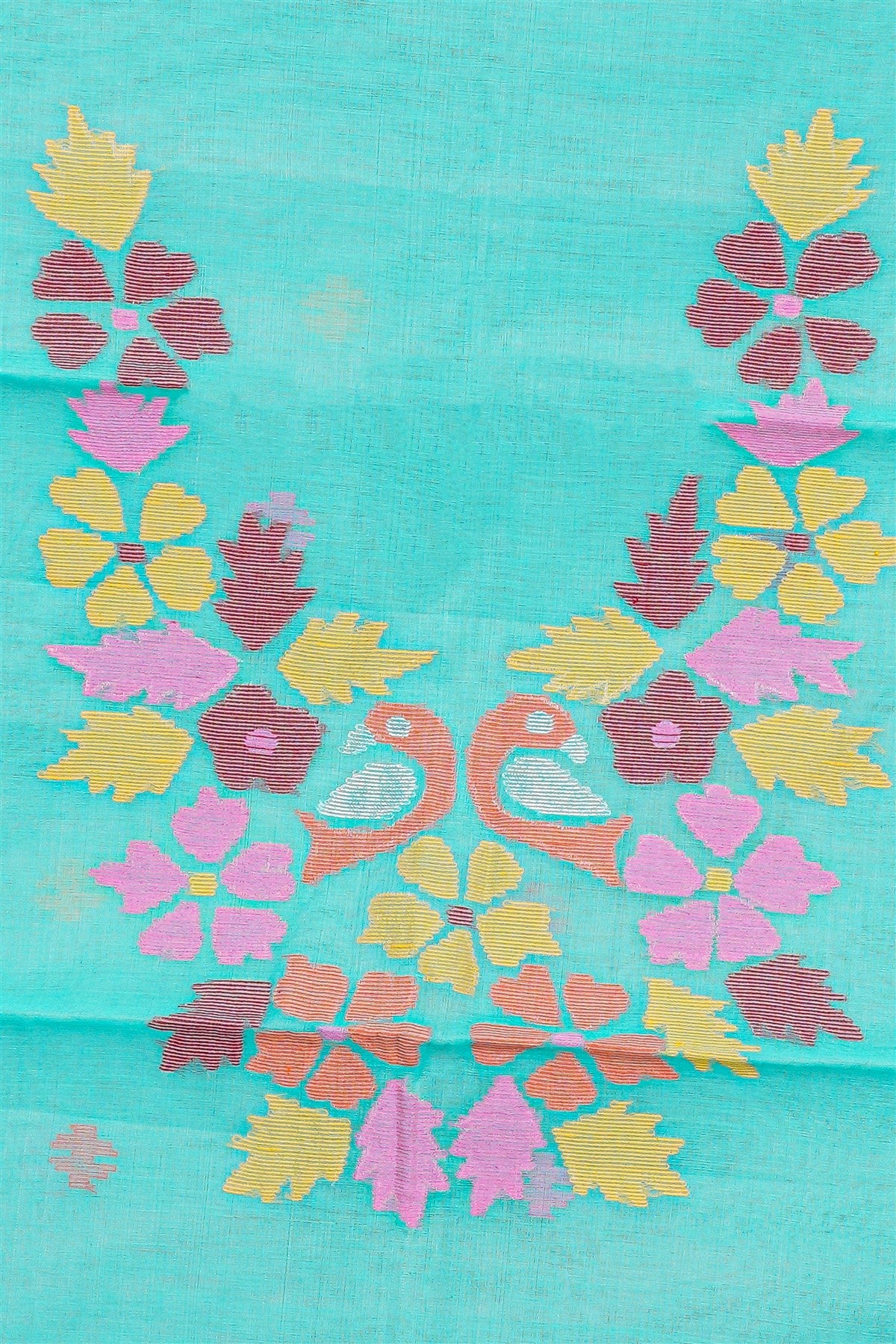 Chanderi Sea Blue Jamdani Dress Material