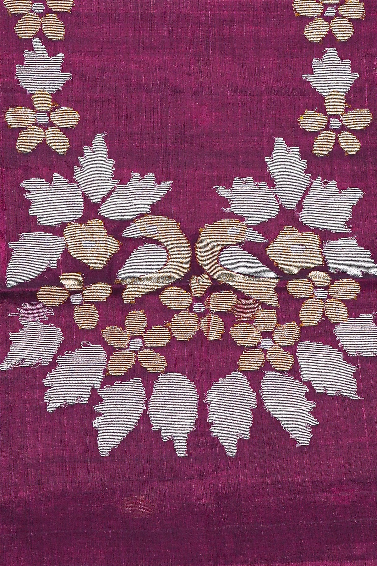 Chanderi Wine Jamdani Dress Material