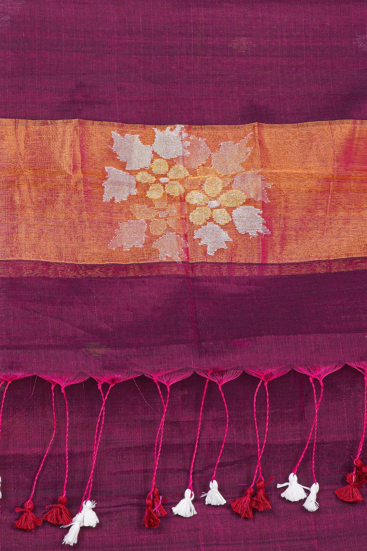 Chanderi Wine Jamdani Dress Material