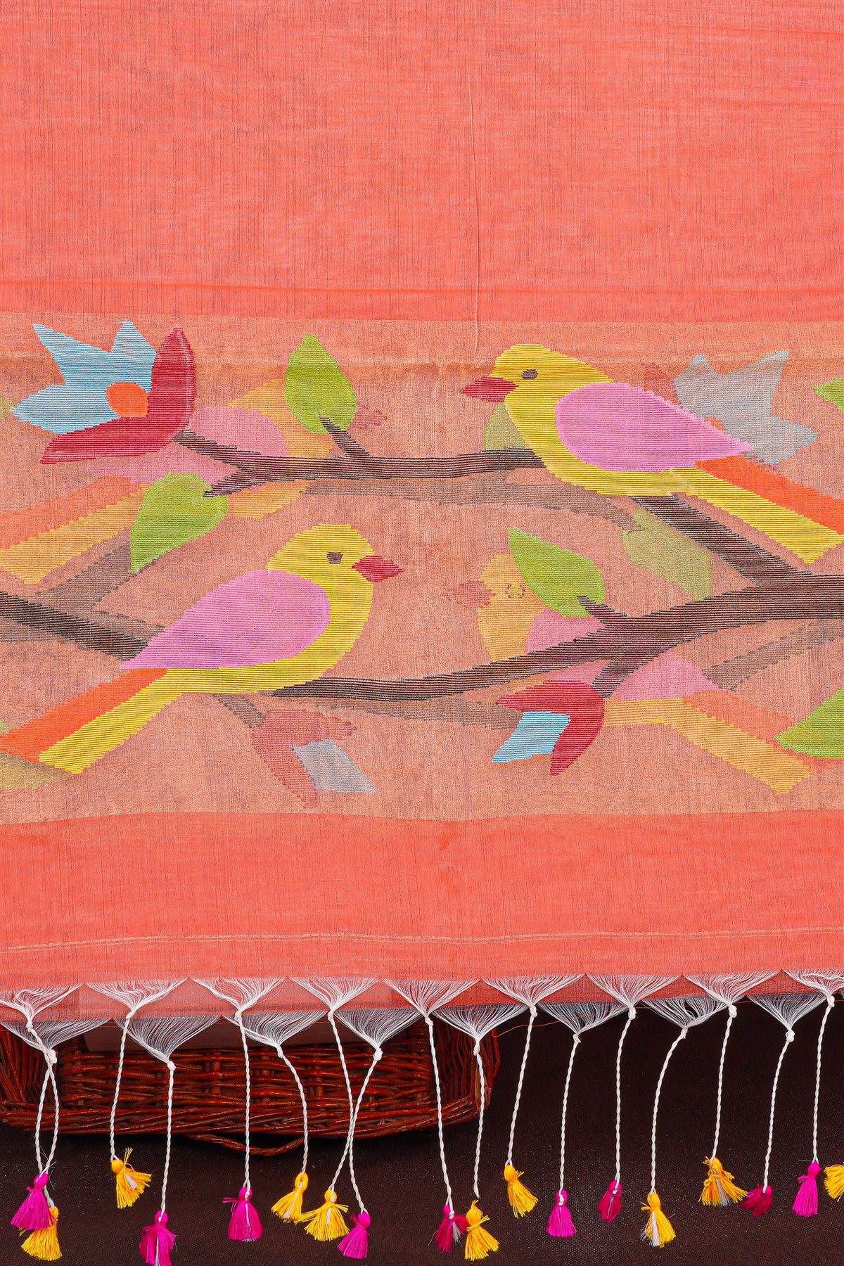 Mul Chanderi Peach Dress Material