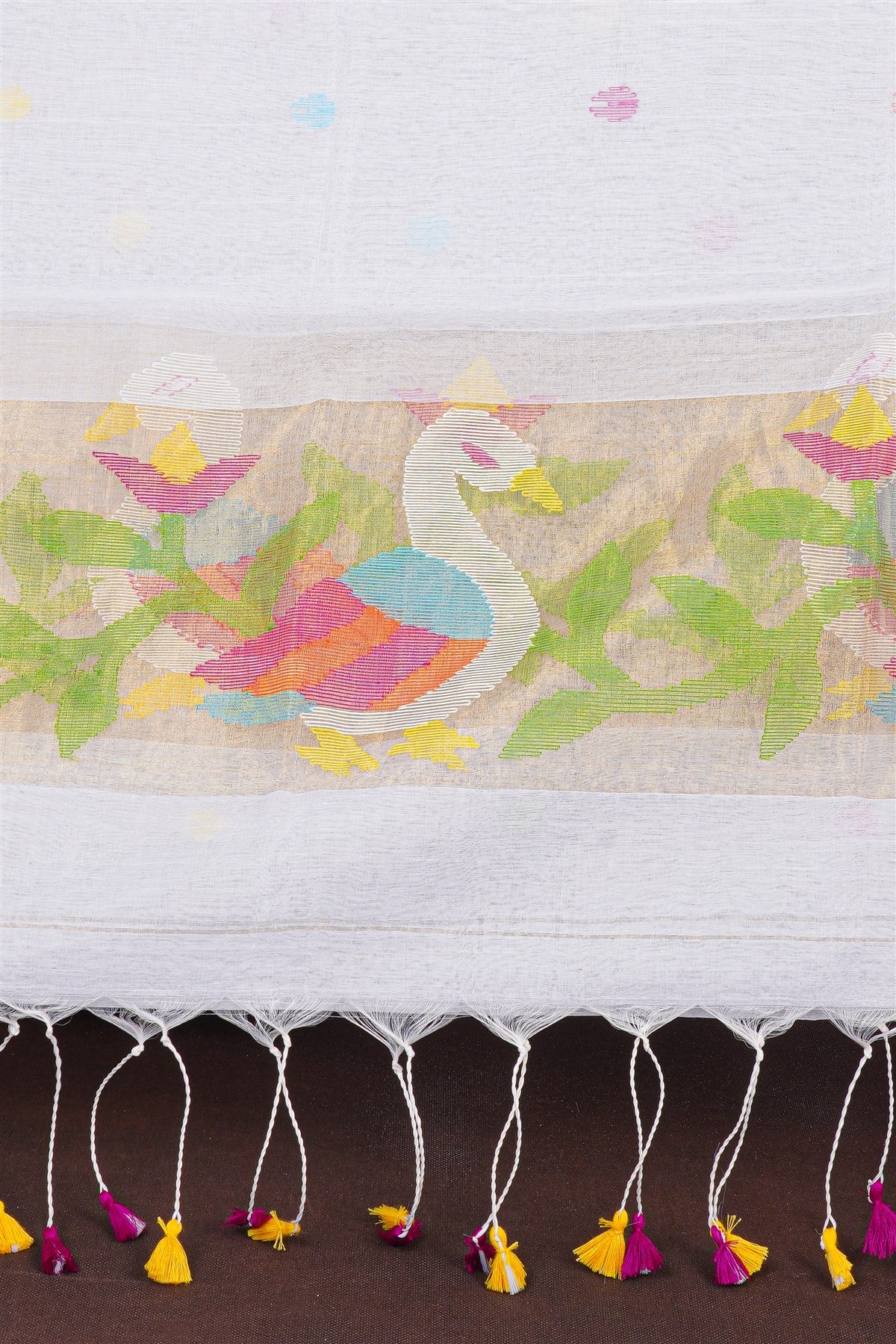 Mul Chanderi Cream Jamdani Dress Material