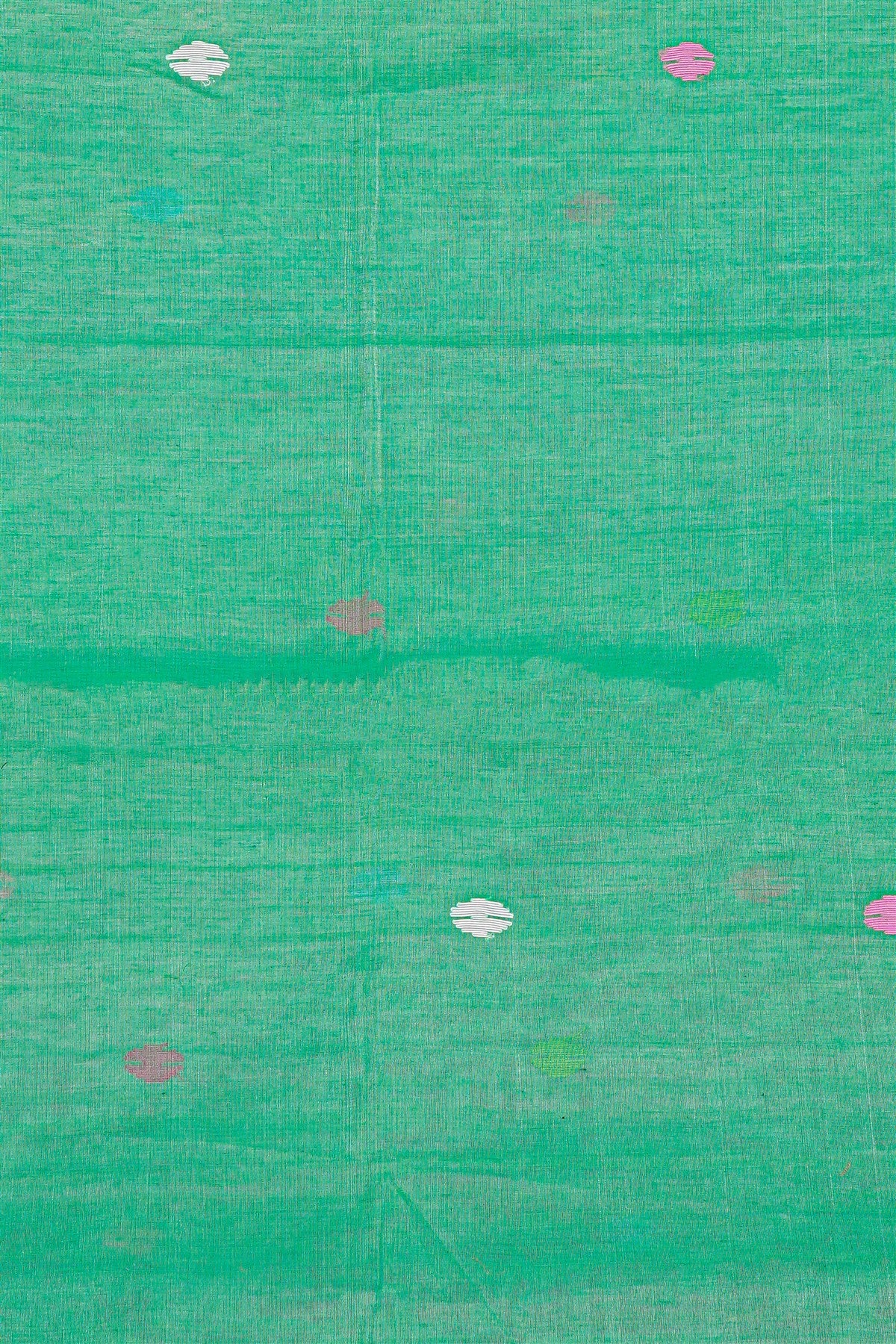 Mul Chanderi Green Jamdani Dress Material