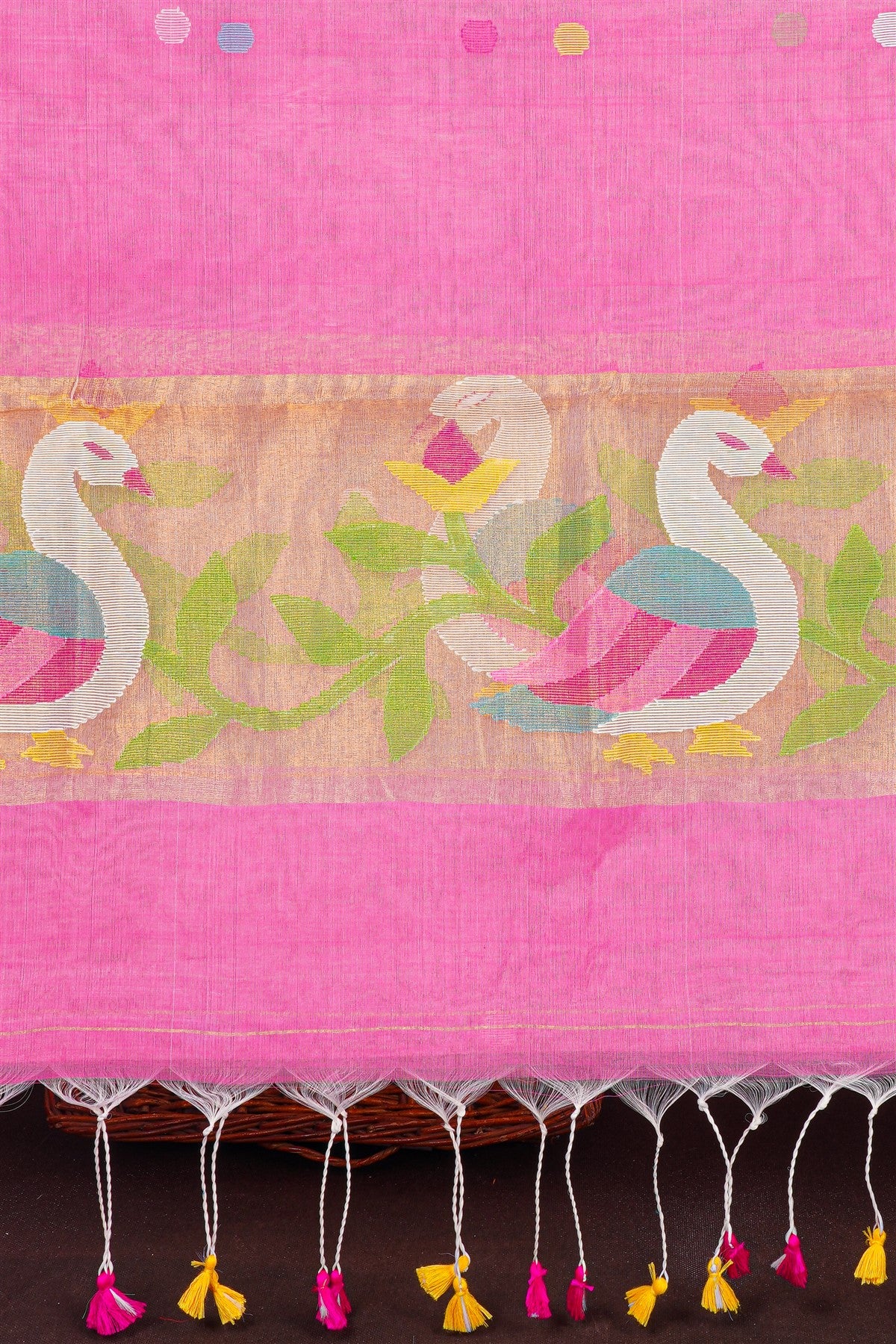 Mul Chanderi Pink Jamdani Dress Material