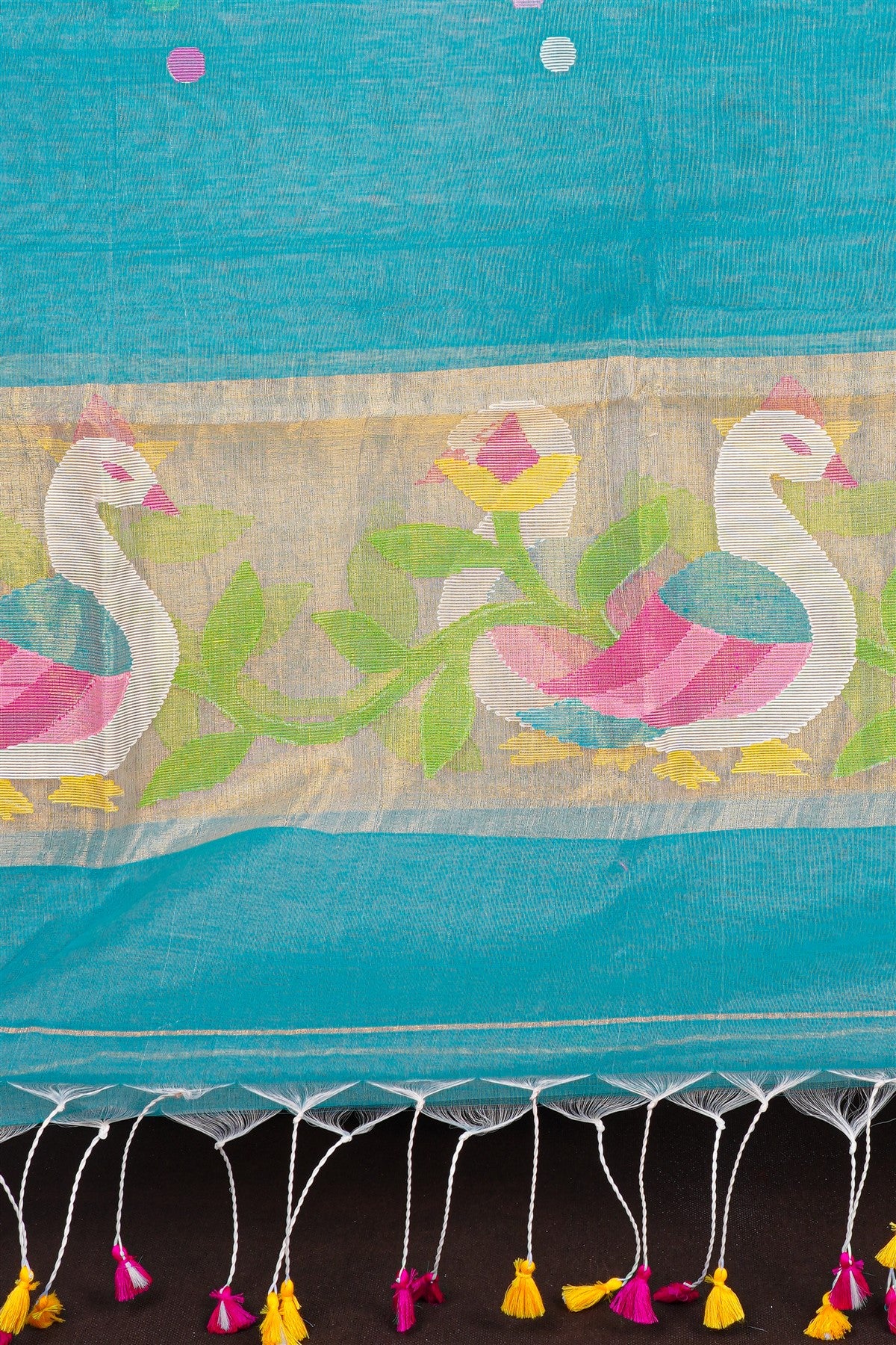 Mul Chanderi Sea Blue Jamdani Dress Material