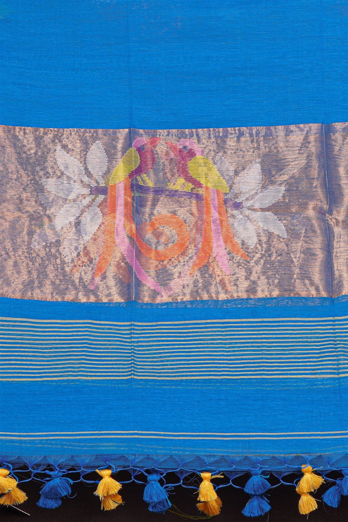 Chanderi Blue Jamdani Dress Material