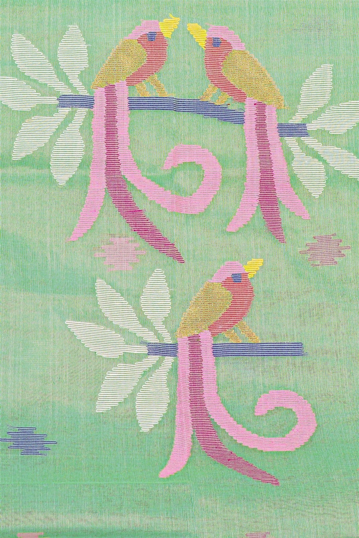 Chanderi Pista Floral Jamdani Dress Material