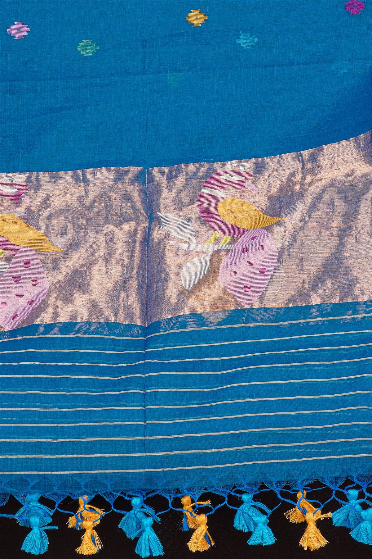 Mul Chanderi Blue Jamdani Dress Material