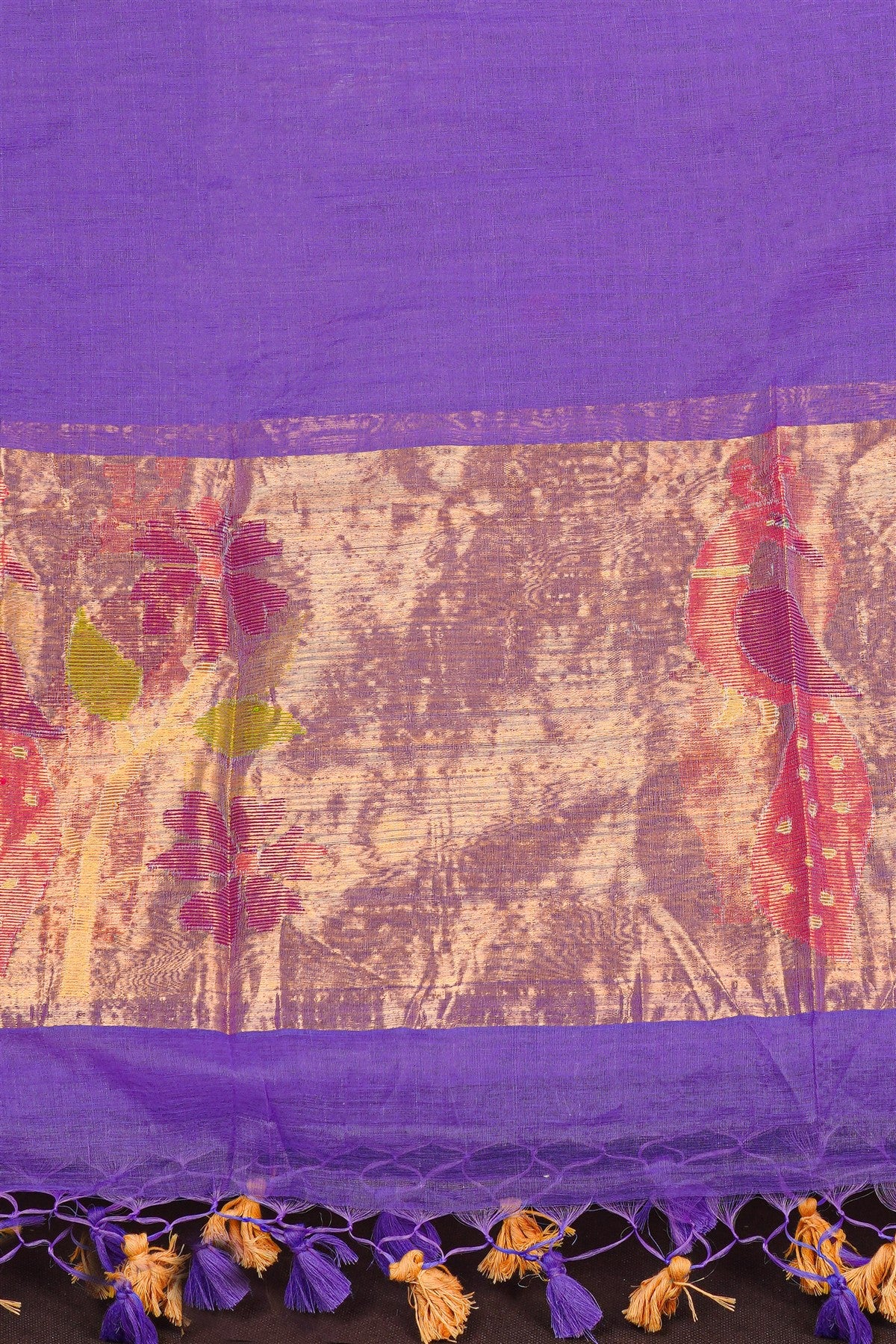 Mul Chanderi Lavender Jamdani Dress Material