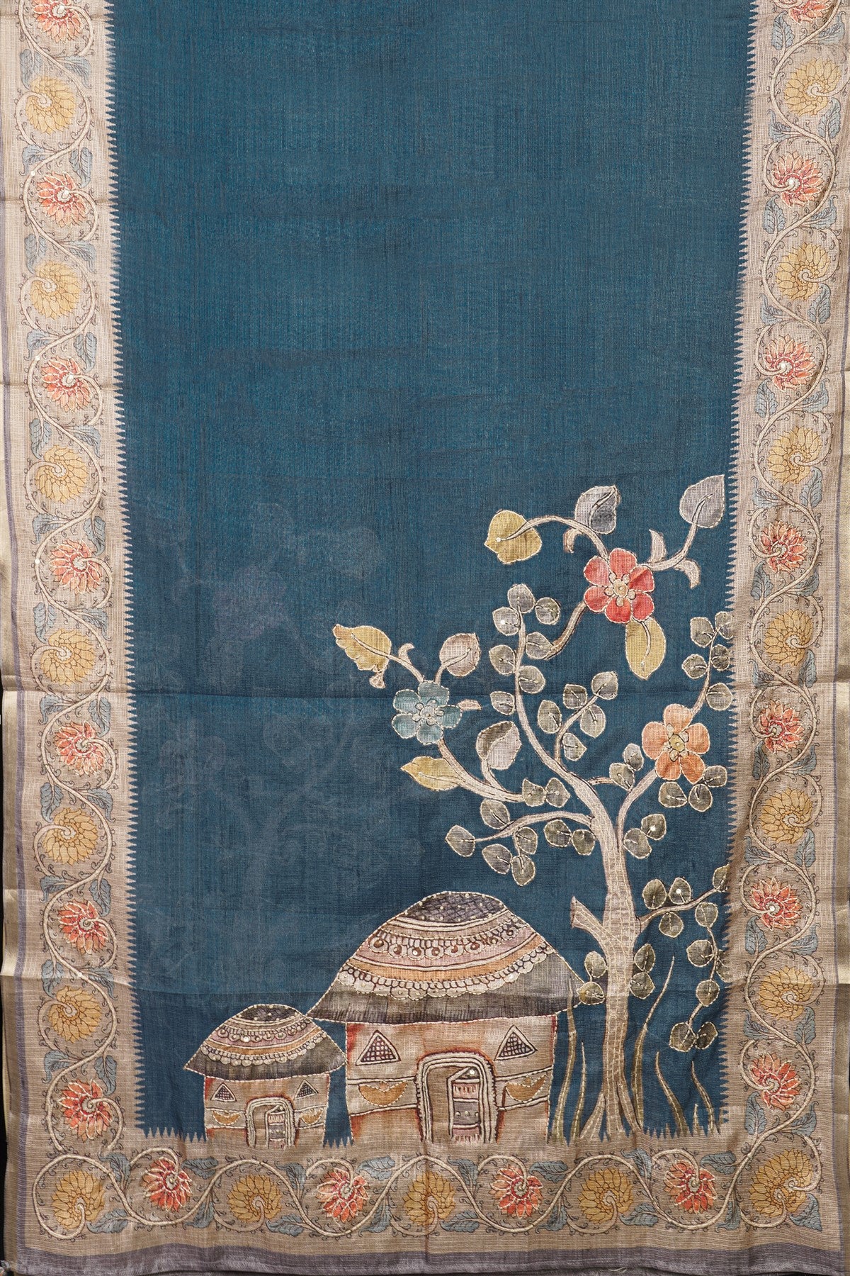 Kota Teal Floral Print Dress Material