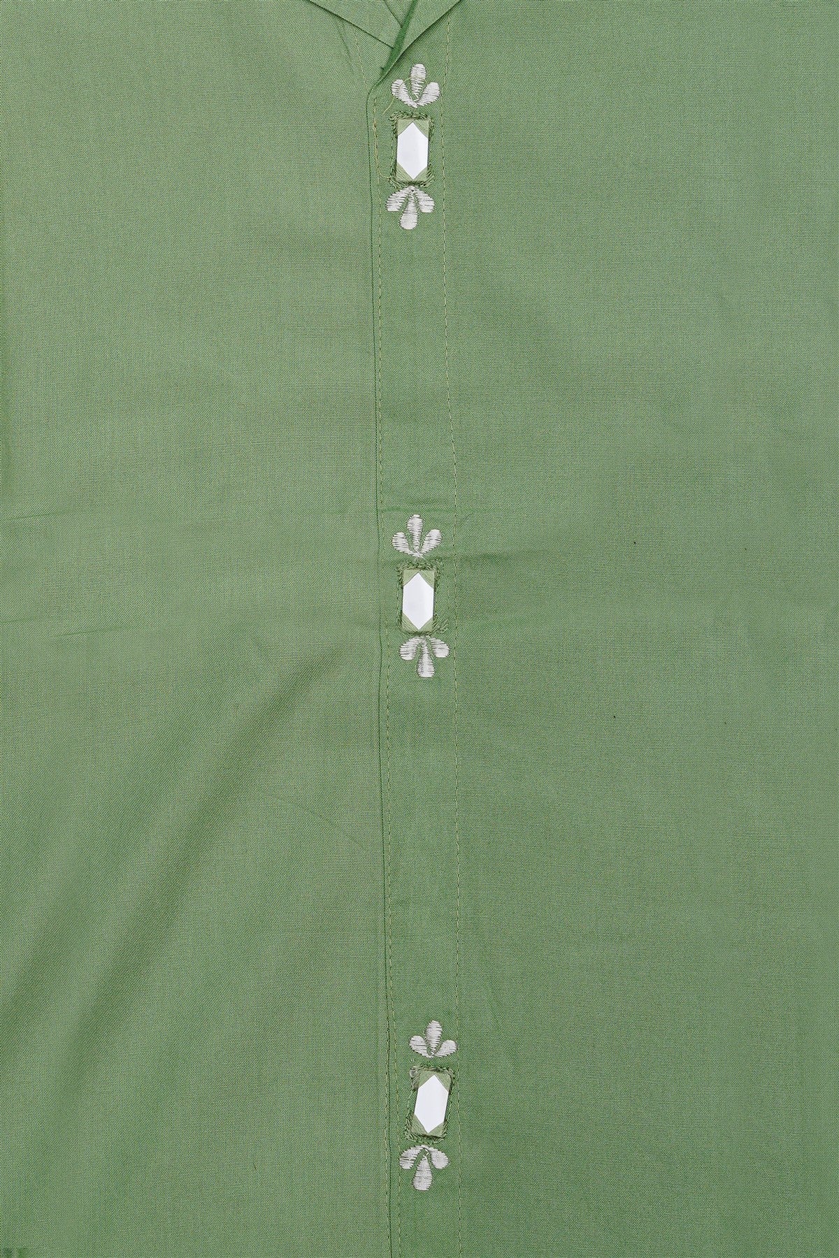 Cotton Embroidered Pista Green Co-ord Set