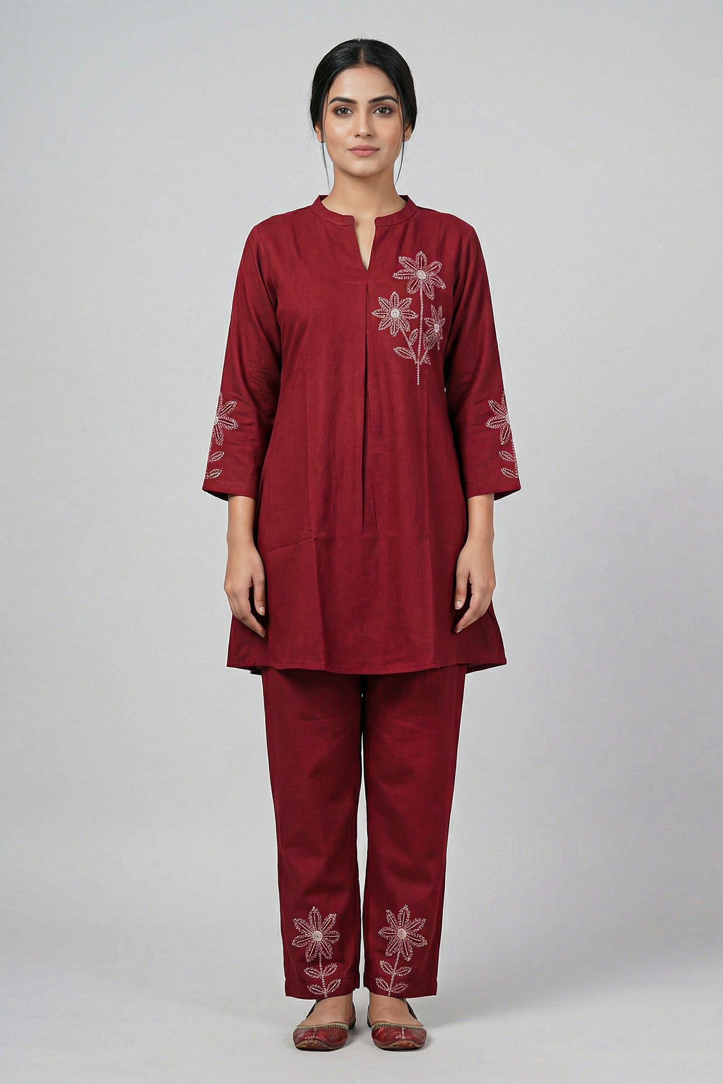 Rayon Twill  Maroon Kurta