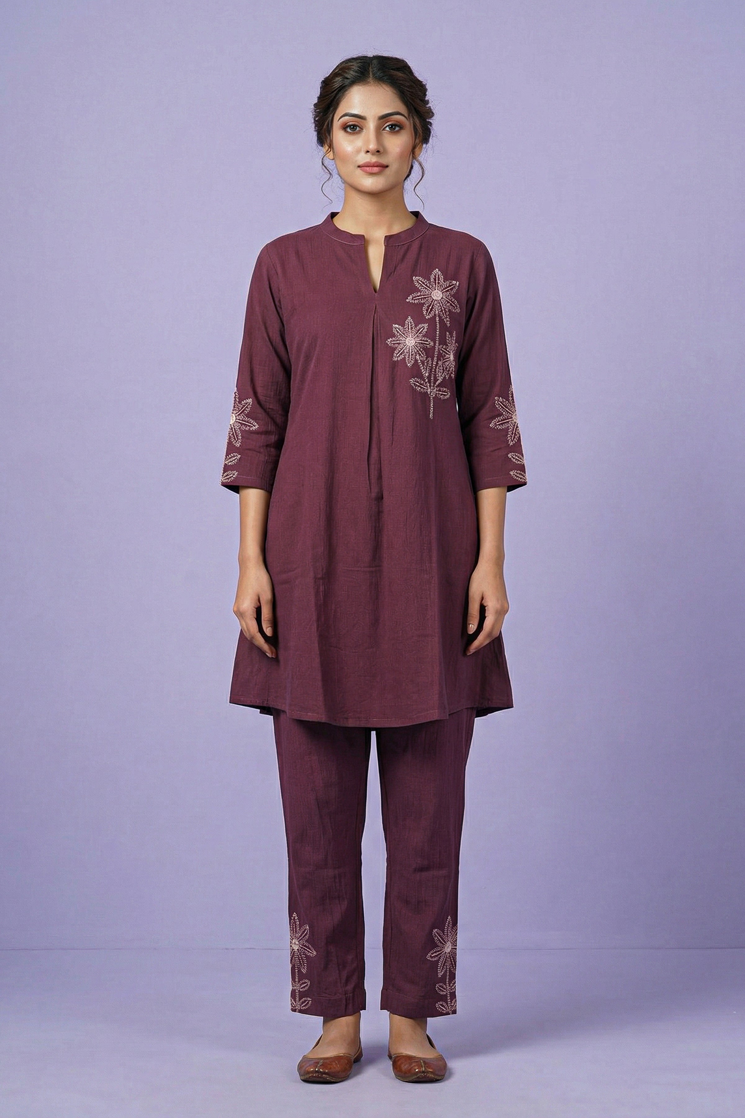Rayon Twill  Maroon Kurta
