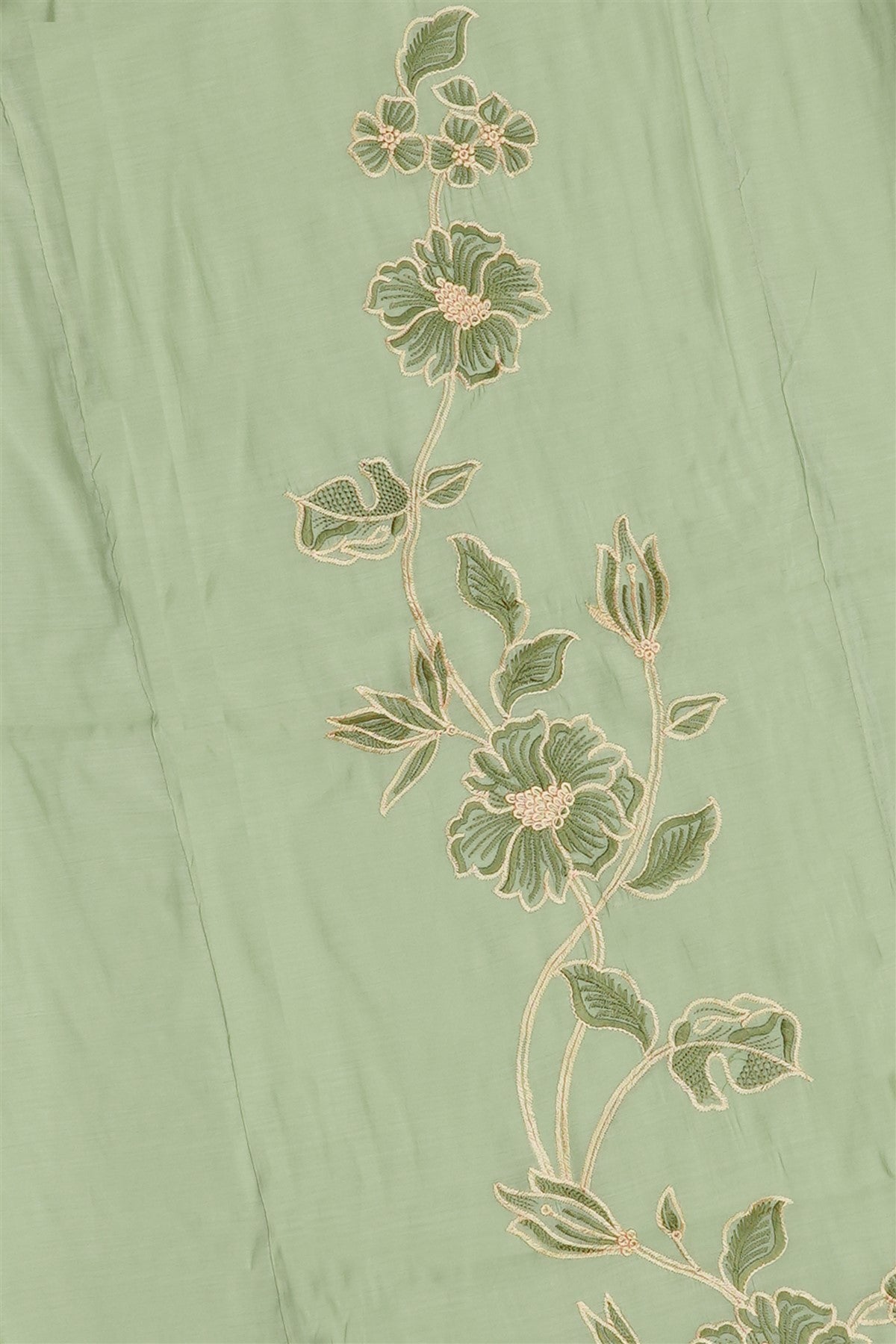 Chanderi Silk Embroidered Light Pista Green Kurti Set With Dupatta