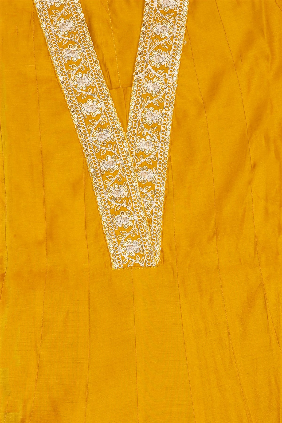 Chanderi Silk Embroidered Yellow Kurti Set With Dupatta