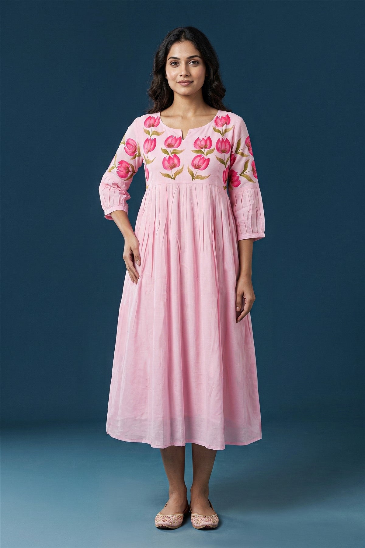 Cotton Printed Light Pink Kurti