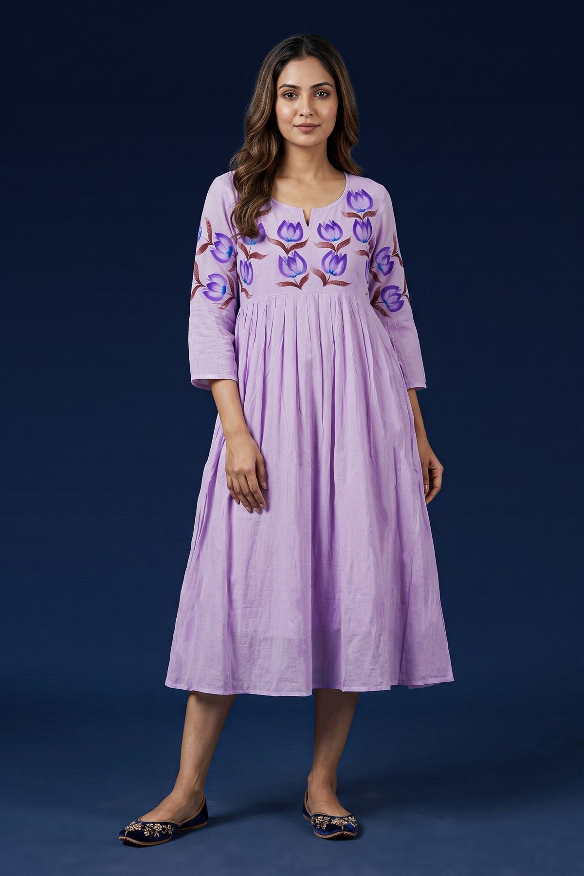 Cotton Printed Lavender Kurti