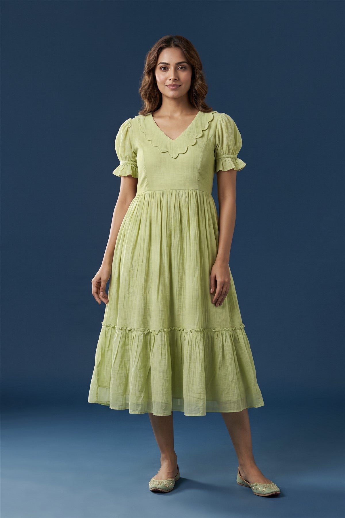 Chiffon Solid Pista Green Kurti