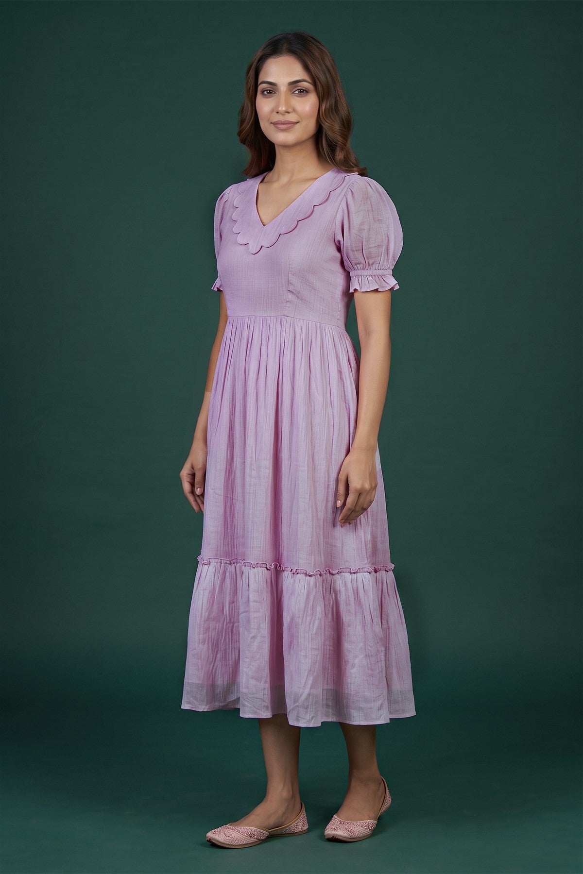 Chiffon Solid Lavender Kurti