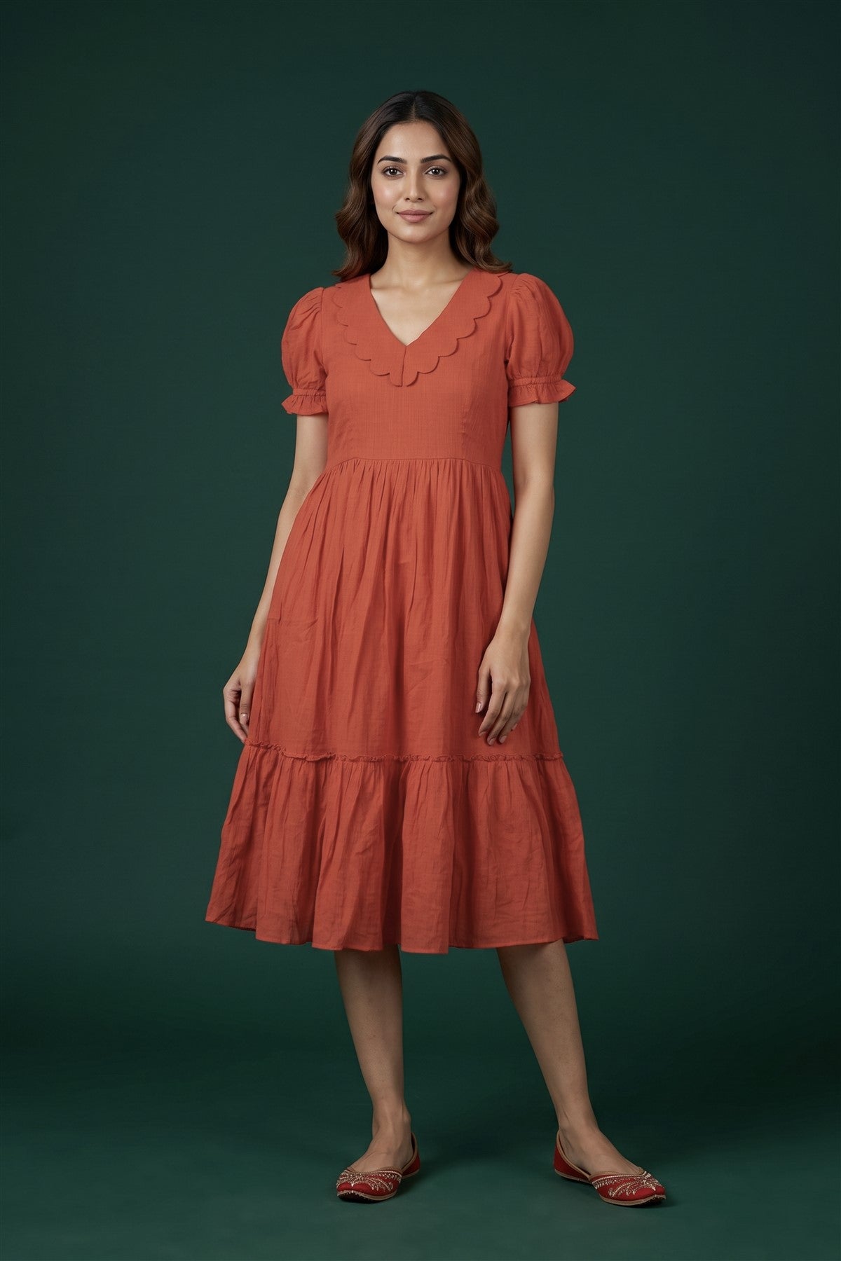 Chiffon Solid Rust Kurti