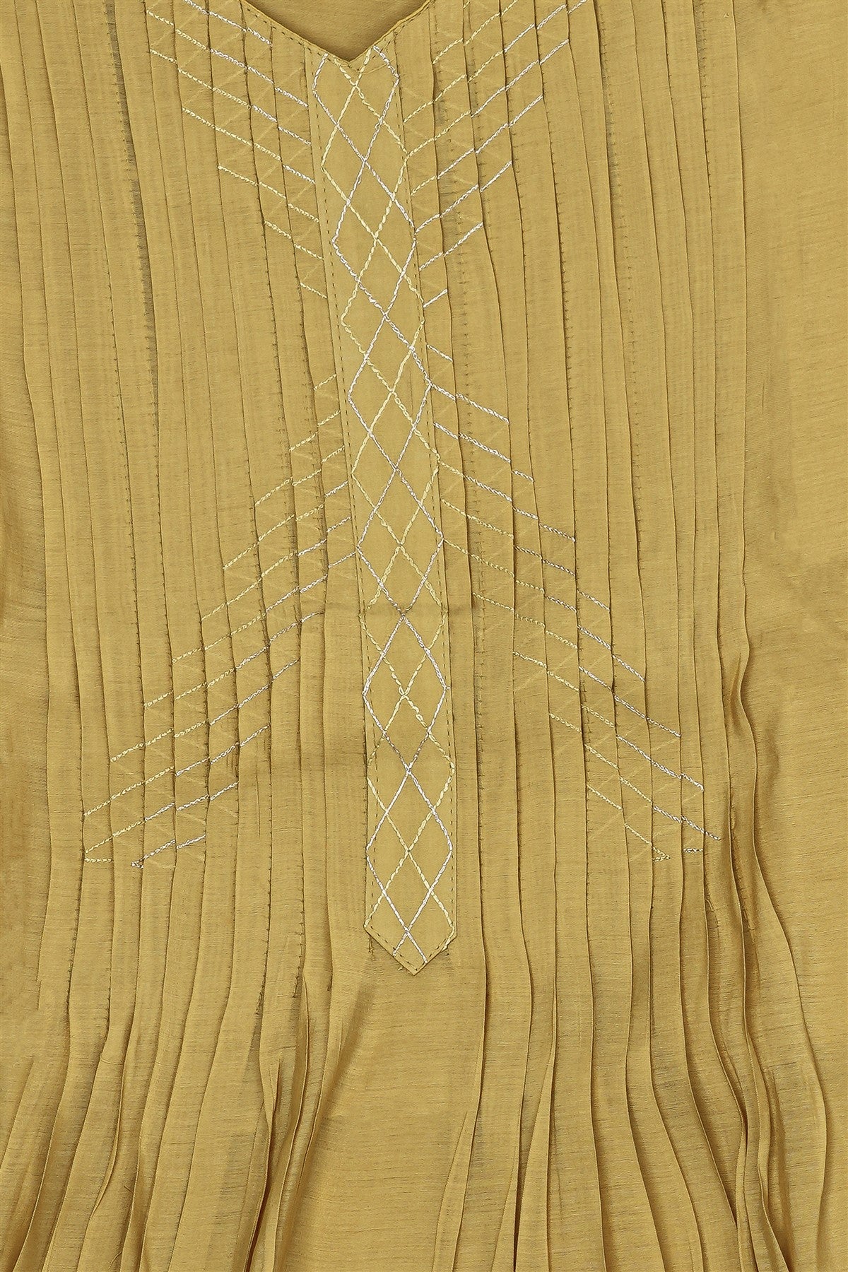 Chanderi Embroidered Mustard Yellow Kurti Set With Dupatta