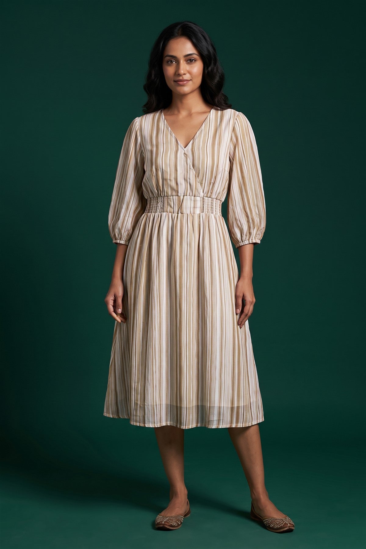 Crepe Silk Printed Beige Kurti