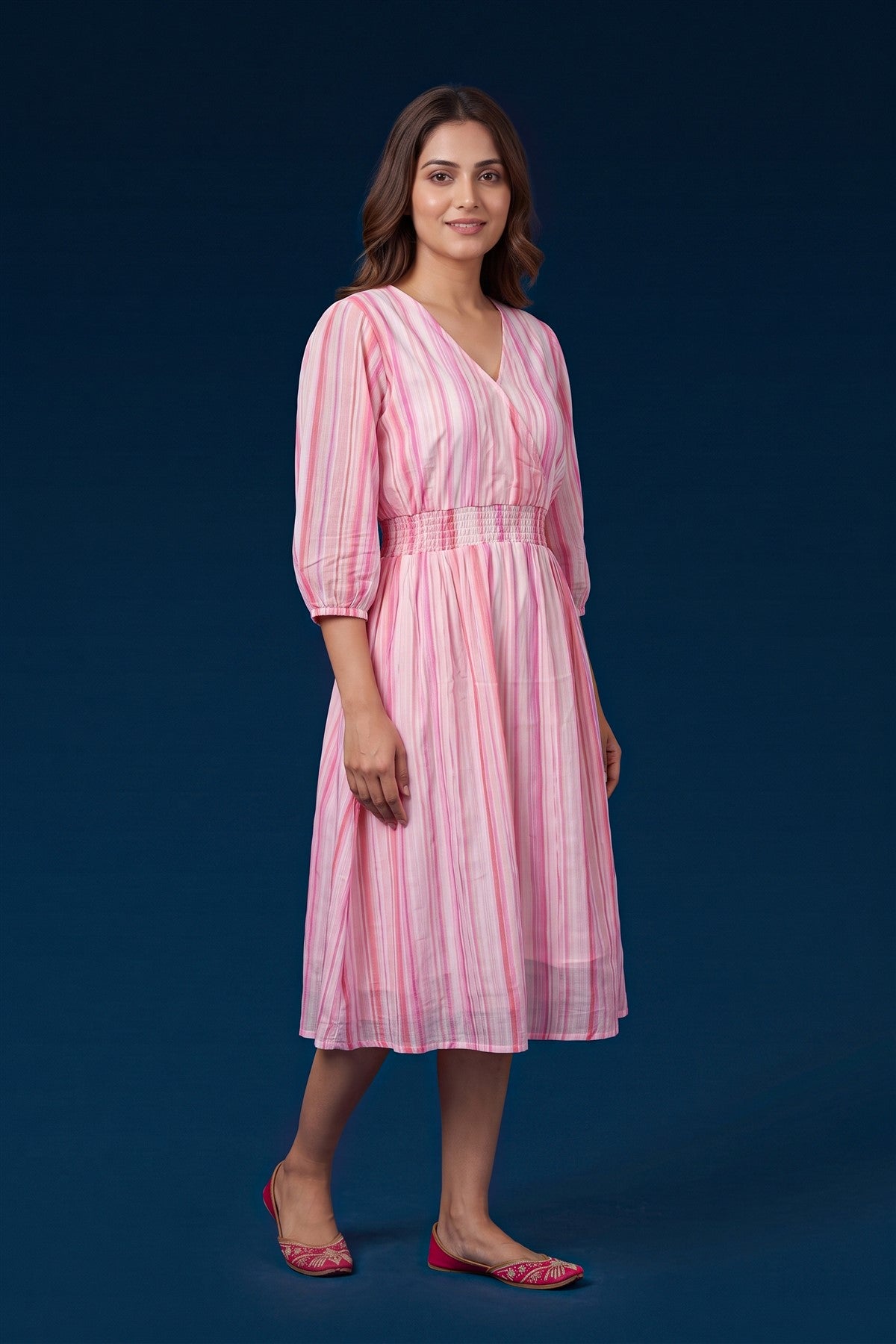 Crepe Silk Printed Pink Kurti