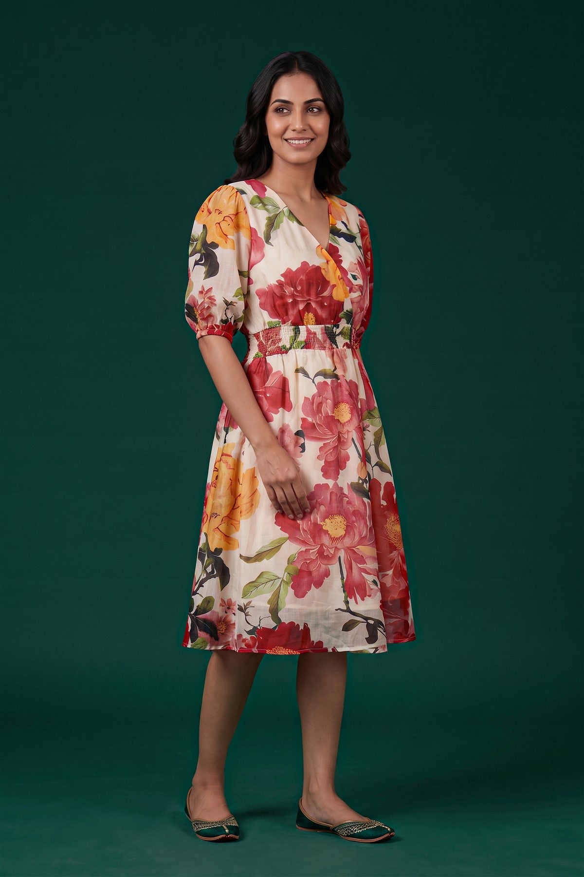 Satin Crepe Printed Maroon Kurti