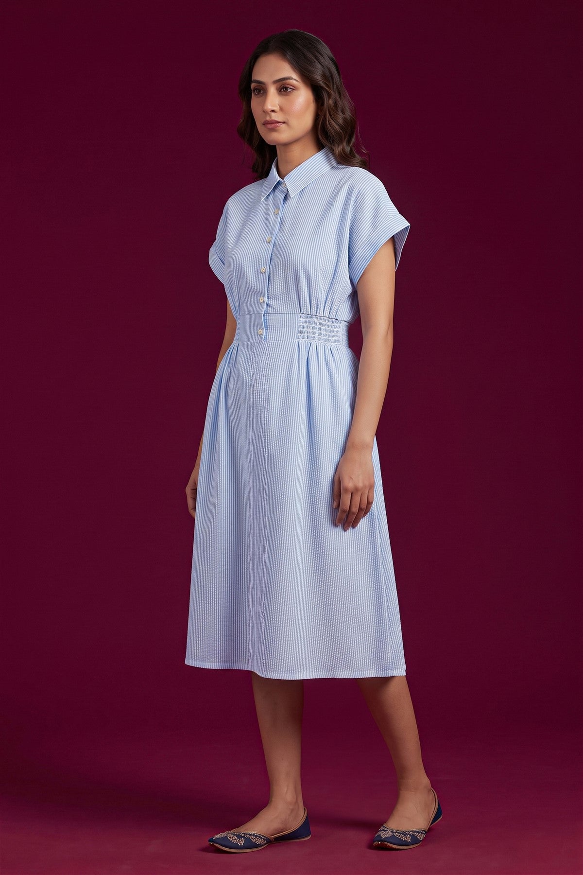 Silk Georgette Printed Sky Blue Kurti