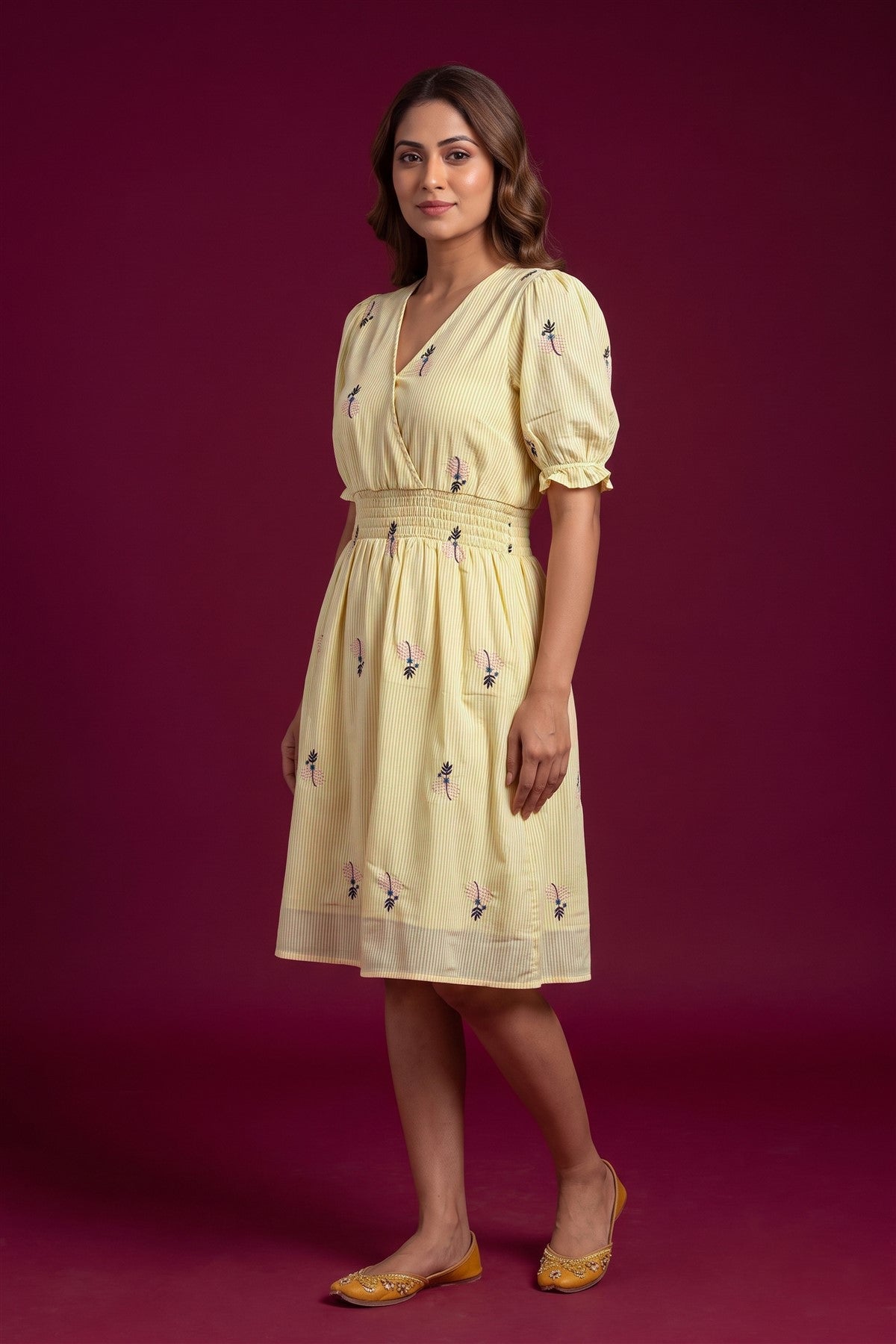 Silk Georgette Embroidered Light Yellow Kurti