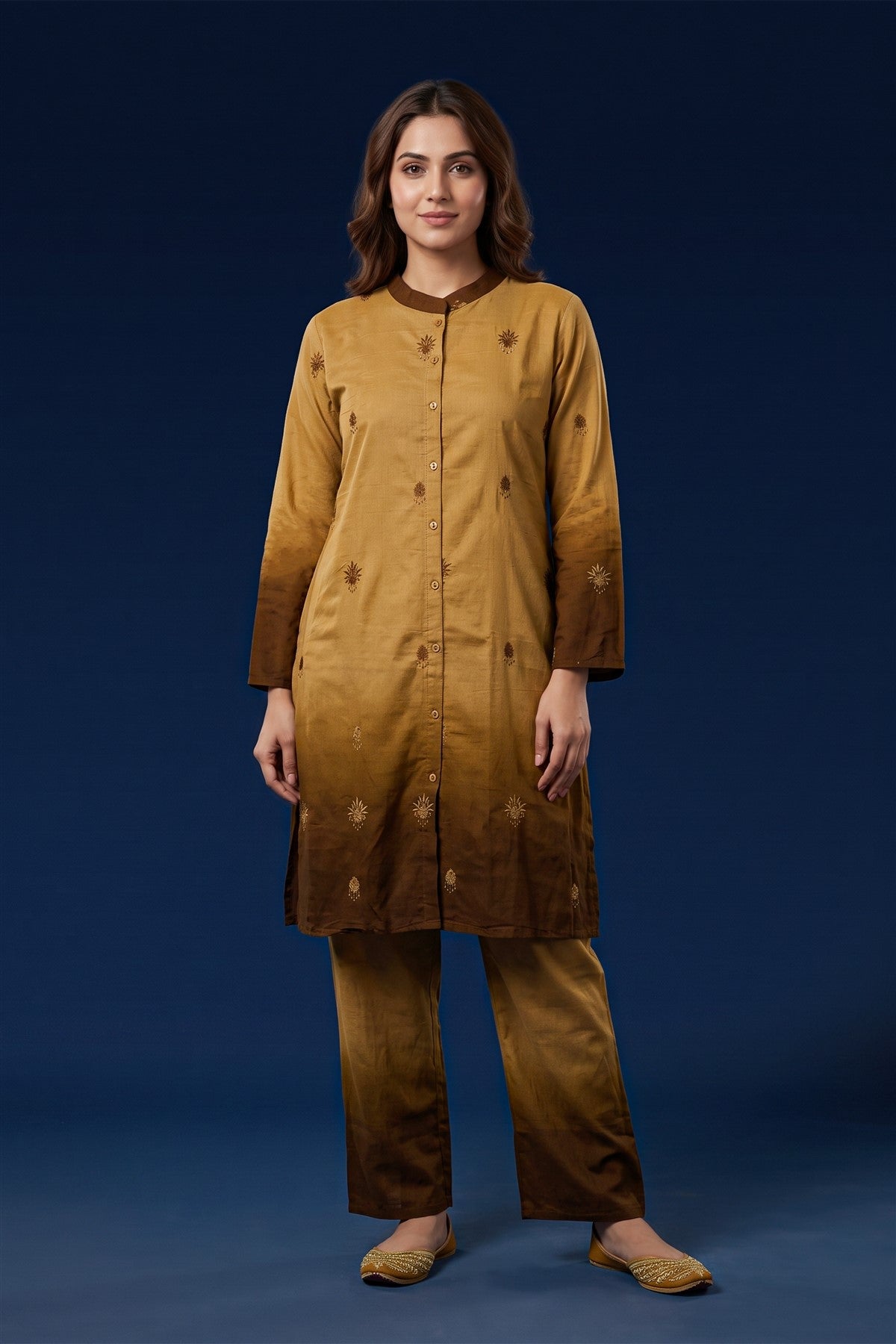 Crepe Silk Embroidered Sandle Kurti Set