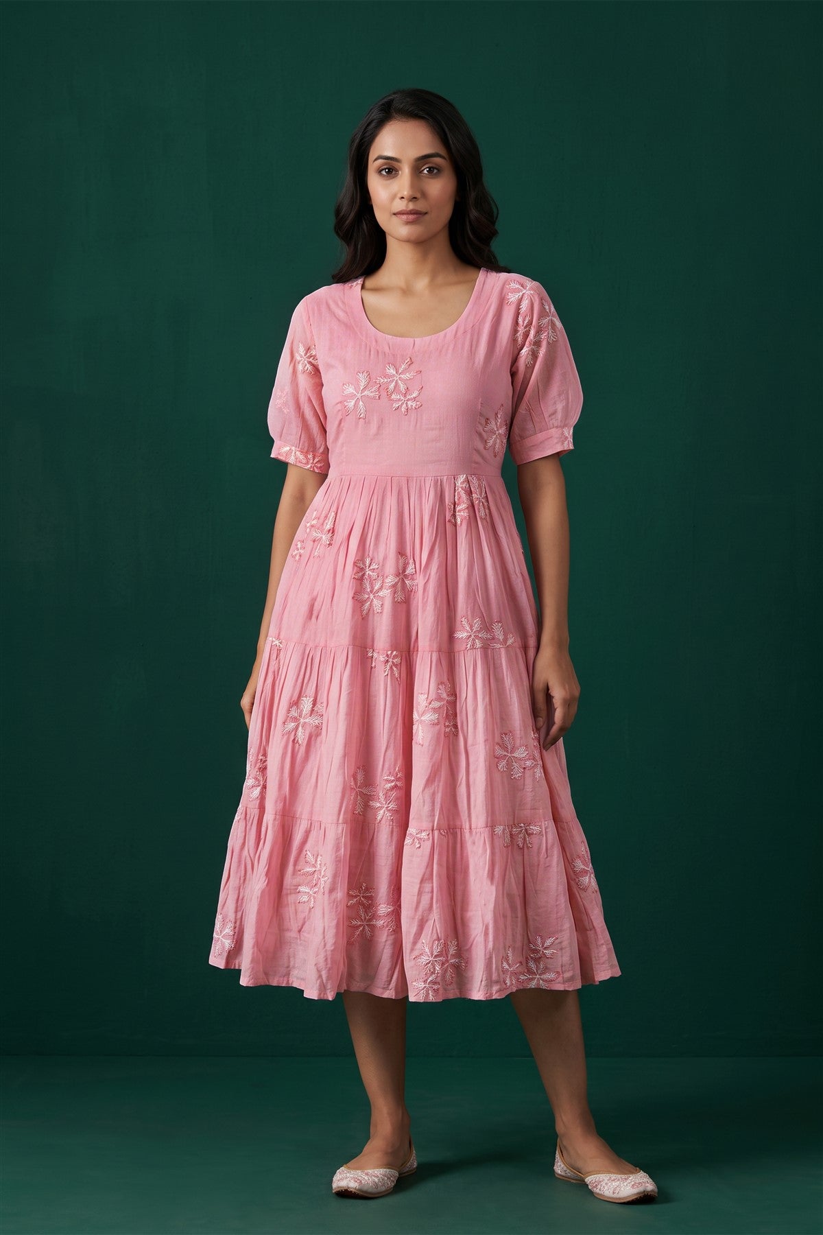 Chanderi Silk Embroidery Pink Kurti