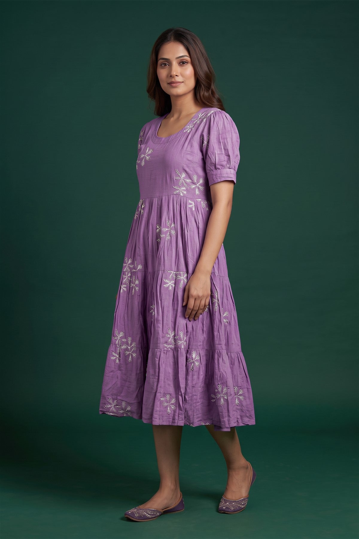 Chanderi Silk Embroidered Lavender Kurti