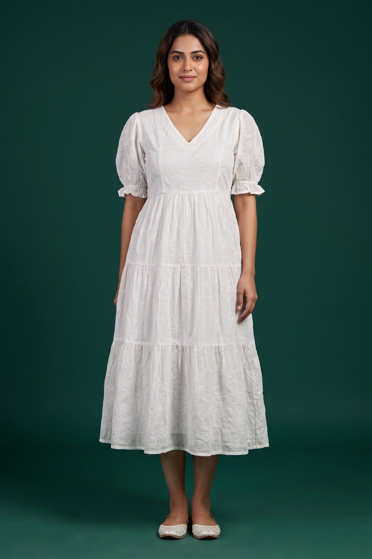 Rayon Embroidered Off White Kurti