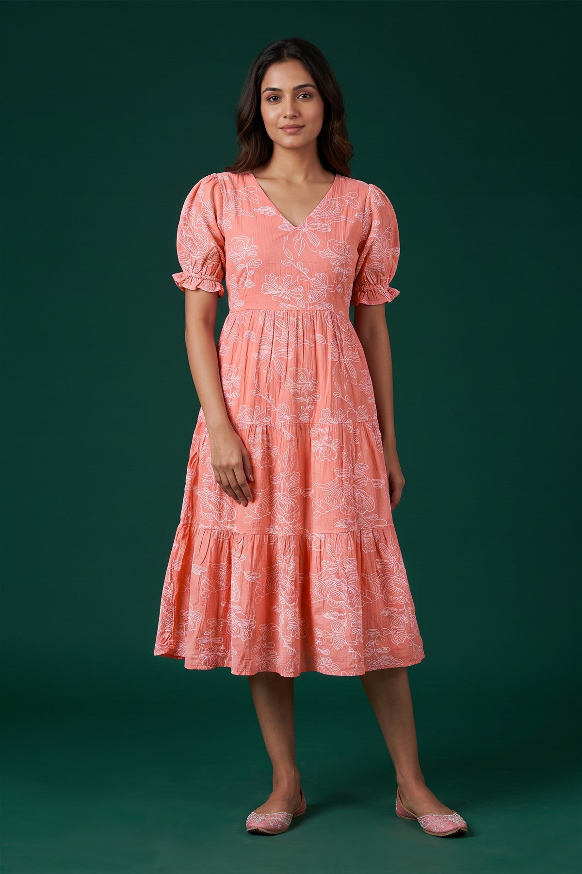 Rayon Printed Peach Kurti