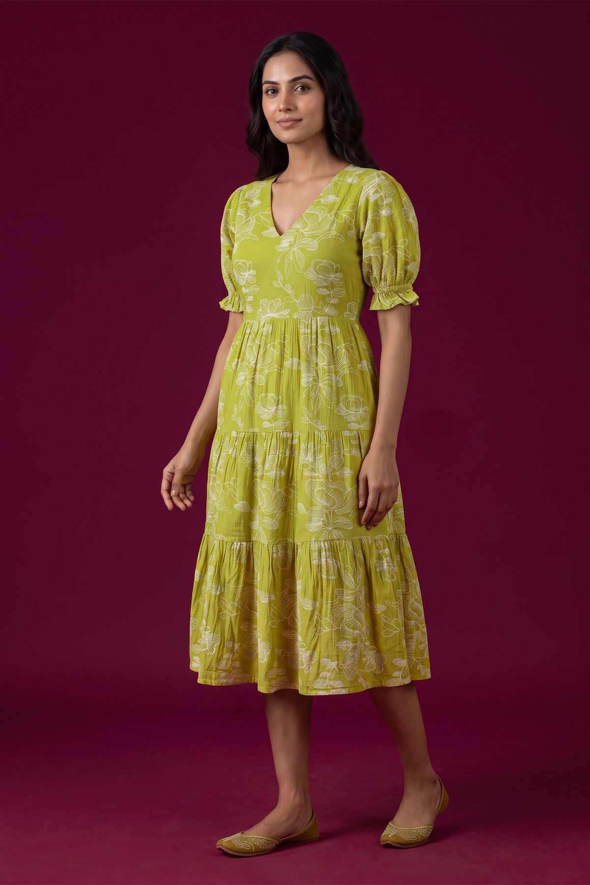 Rayon Printed Lime Green Kurti